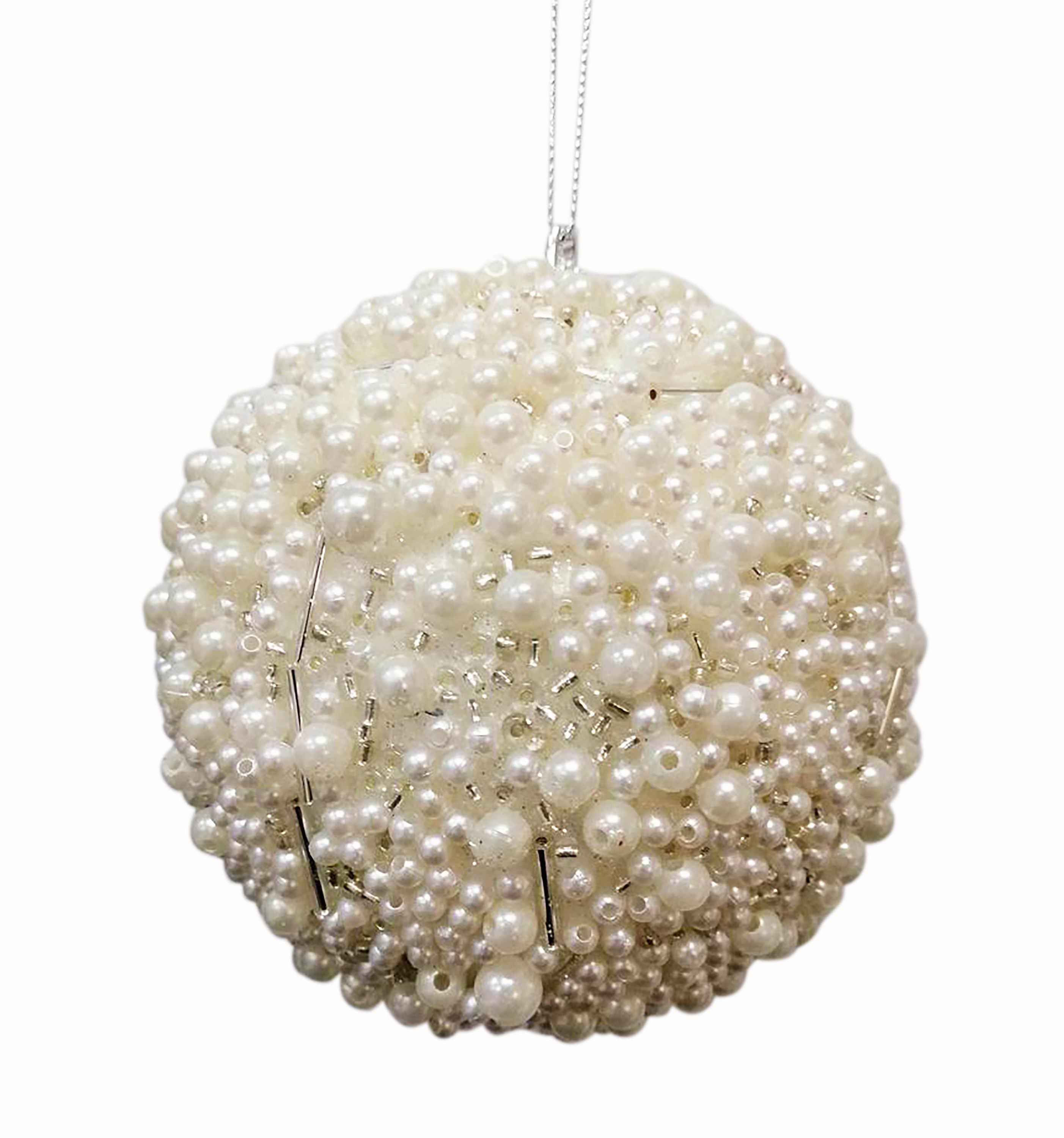 4.5" Dia. Silver Pearl Ornament