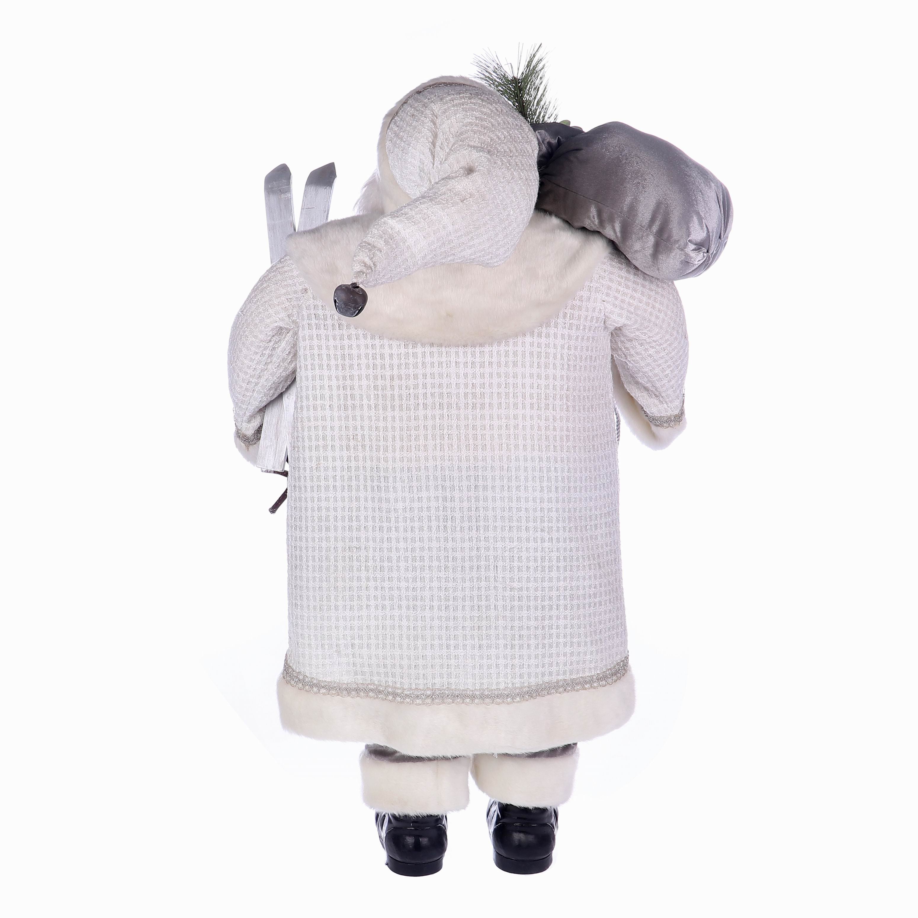 22 X 12 X 37.5"H  WHITE SILVER SANTA SUITS SANTA W/TOYS