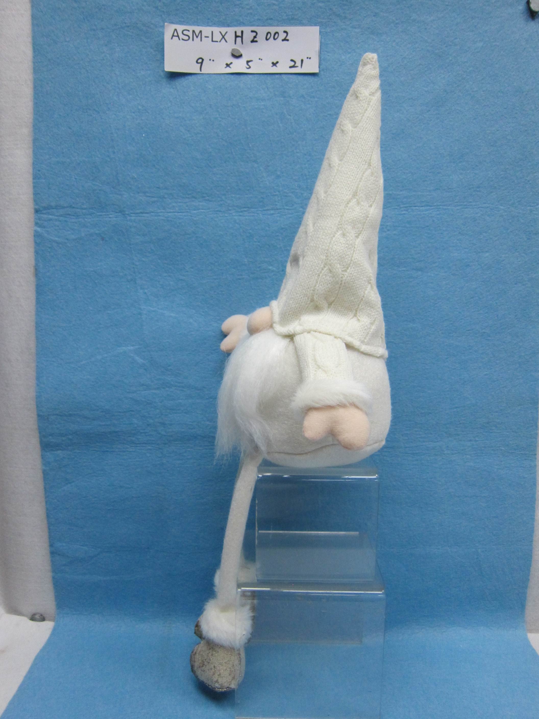 21" White Fabric Shelf Sitter Gnome