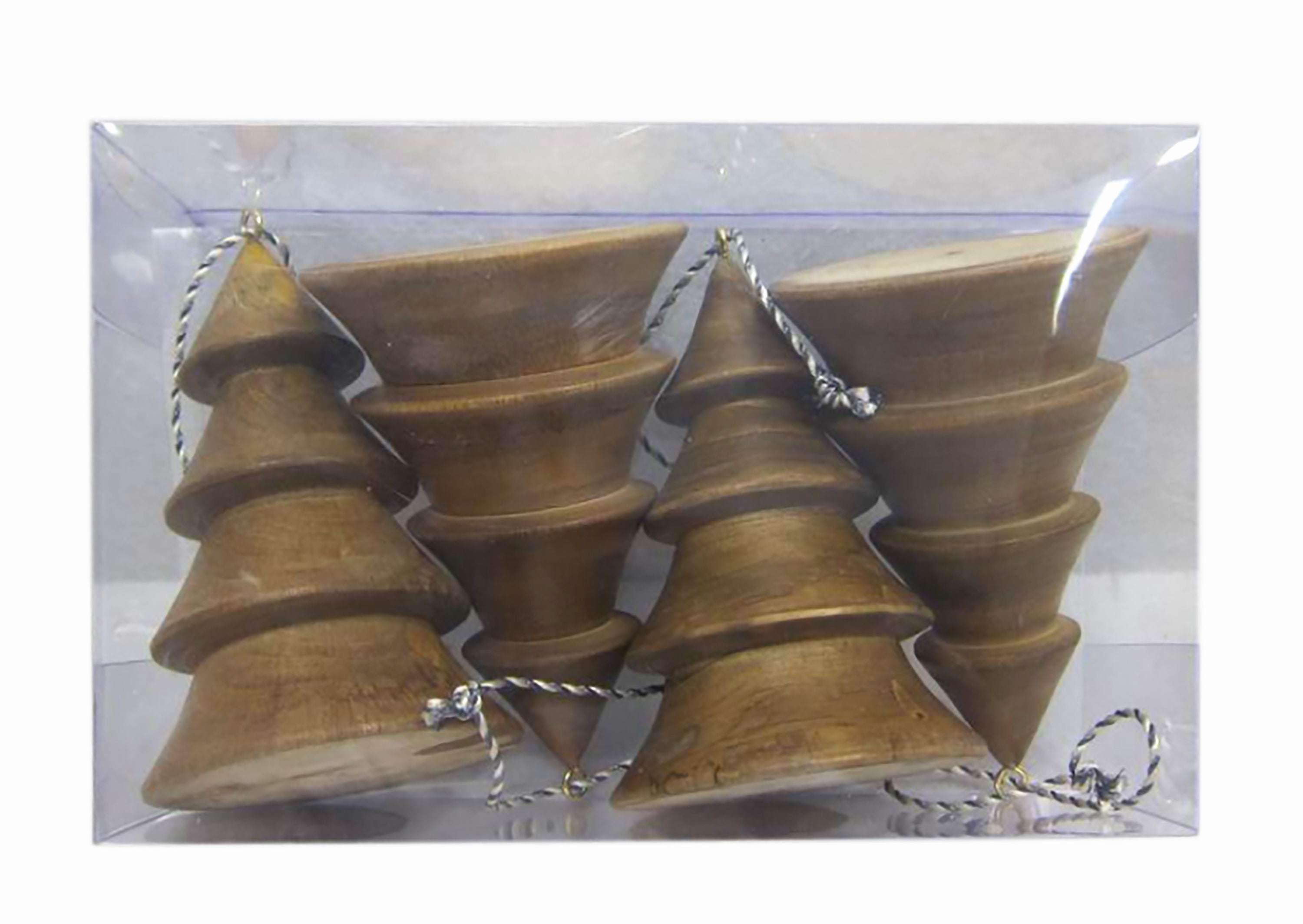 4.5inch Wooden Tree Ornament (Set of 4)