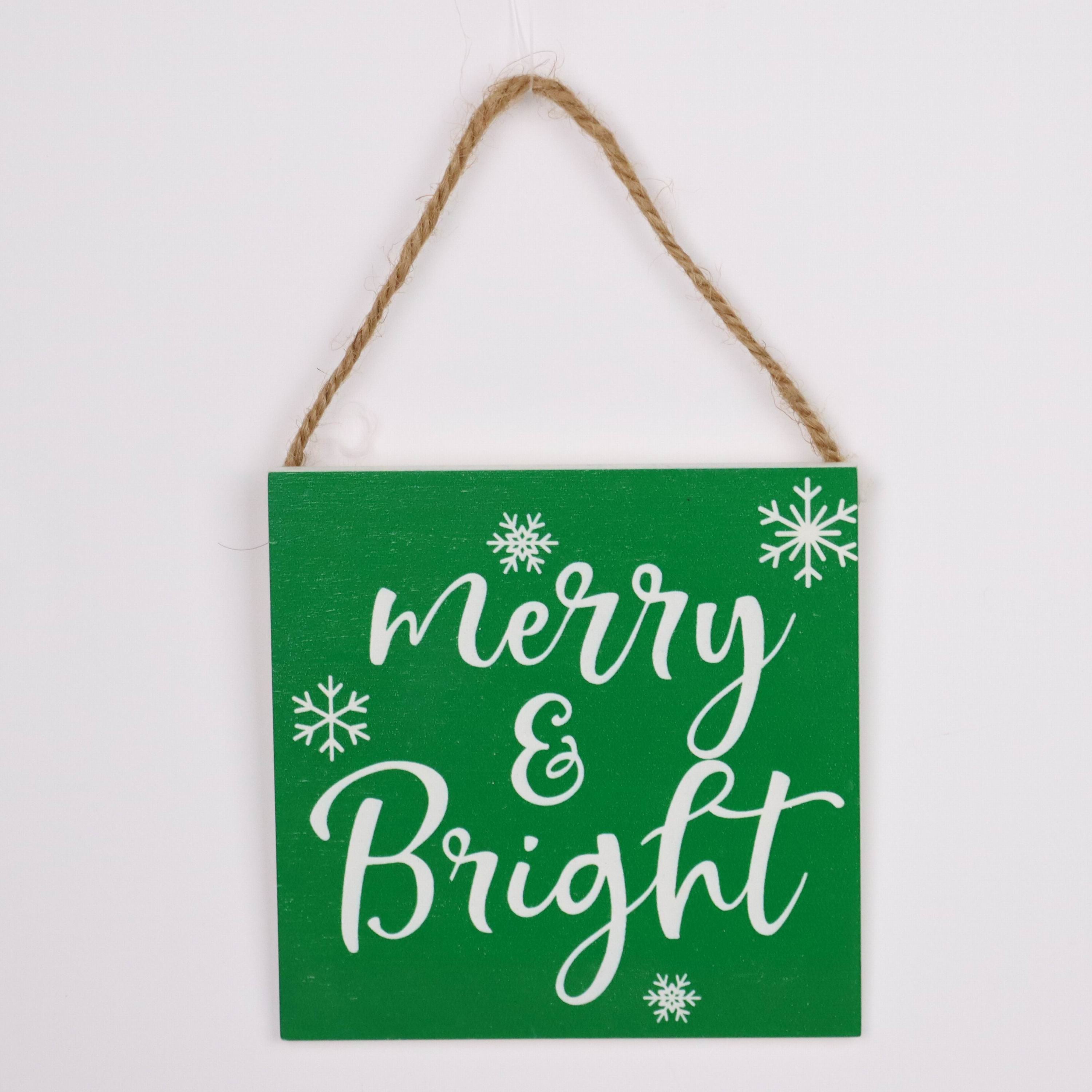 "Merry & Bright" wall hang signage