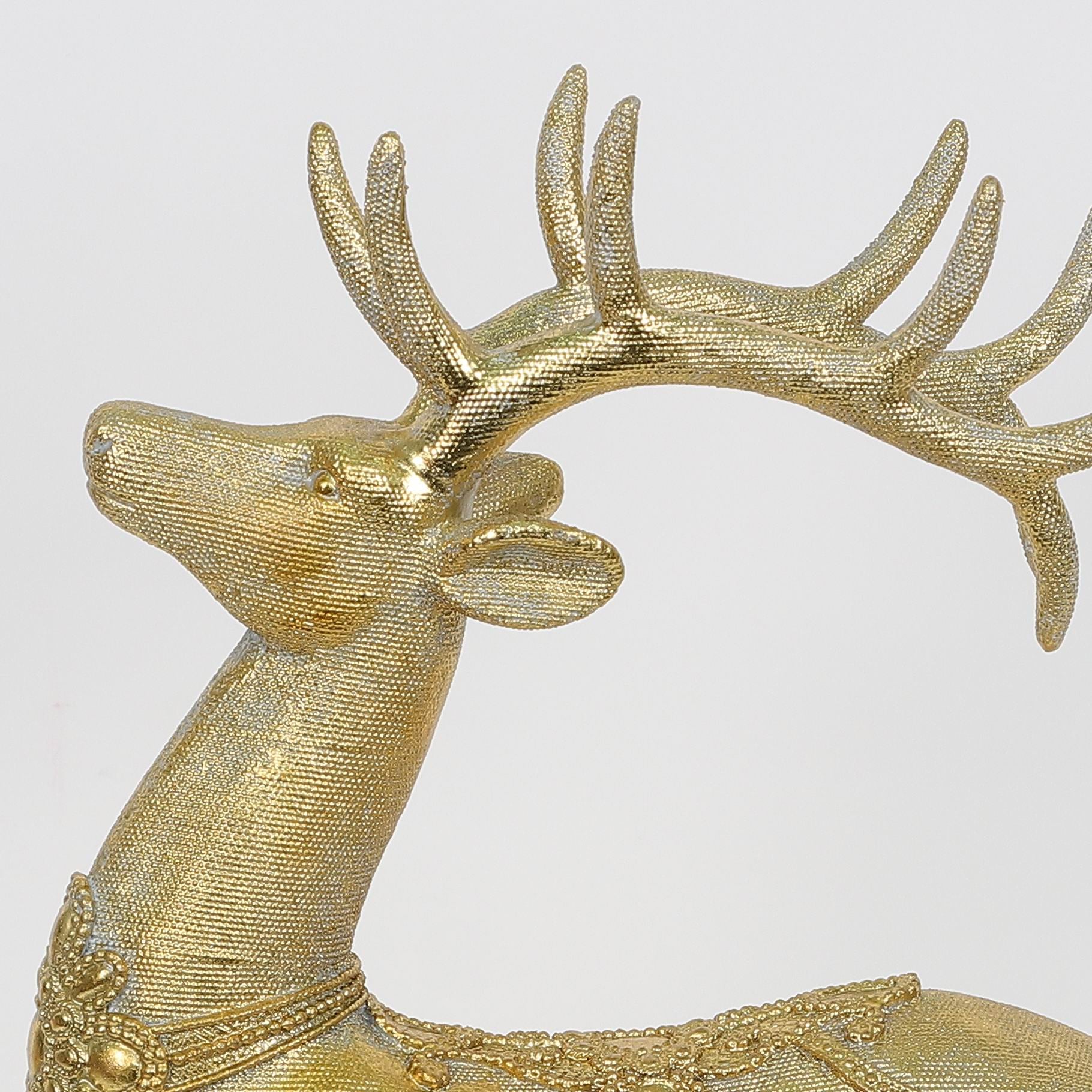 15"H. Polyresin Gold Standing Reindeer