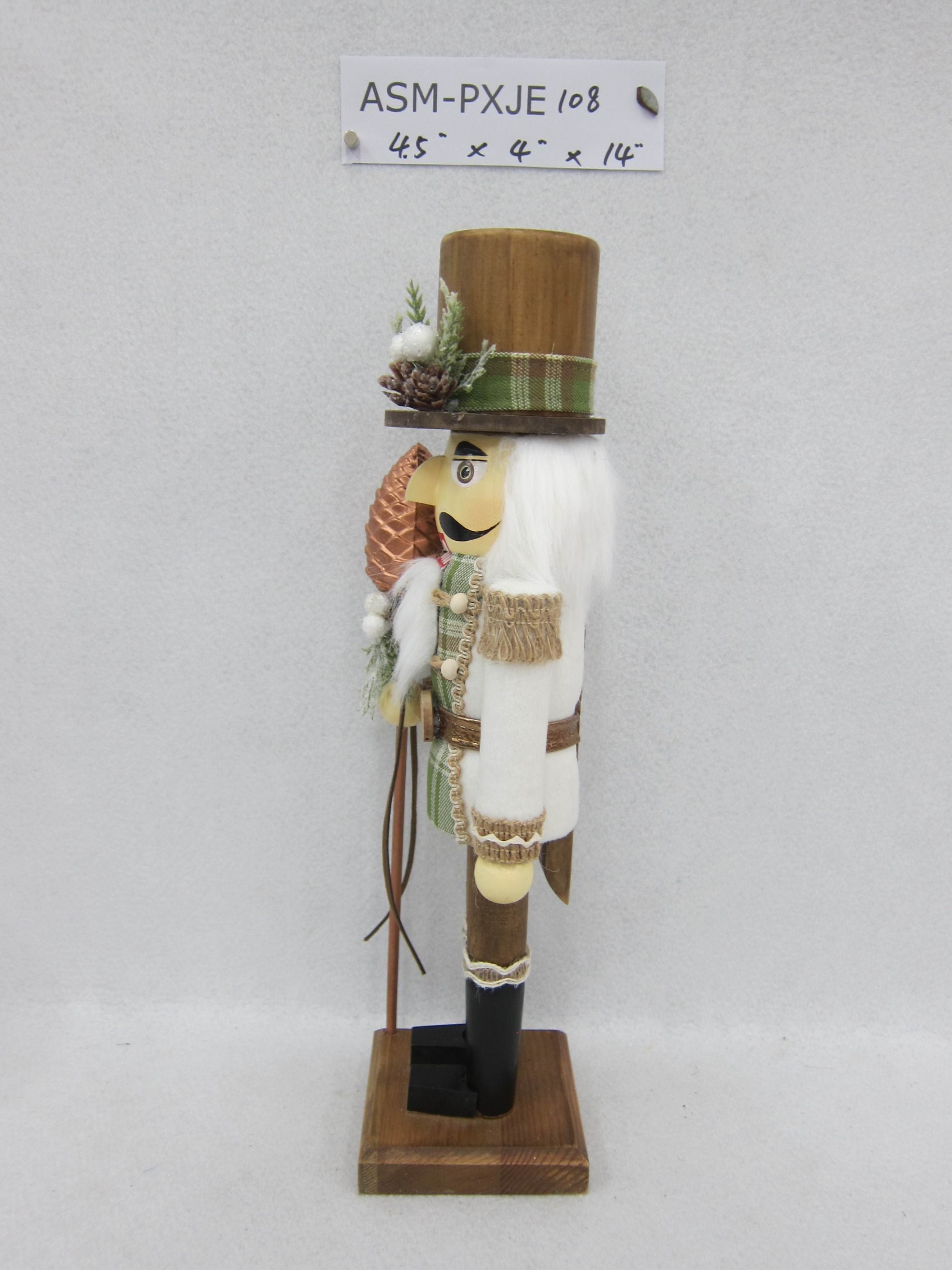 14"H Wood Nutcracker Holding Pinecone