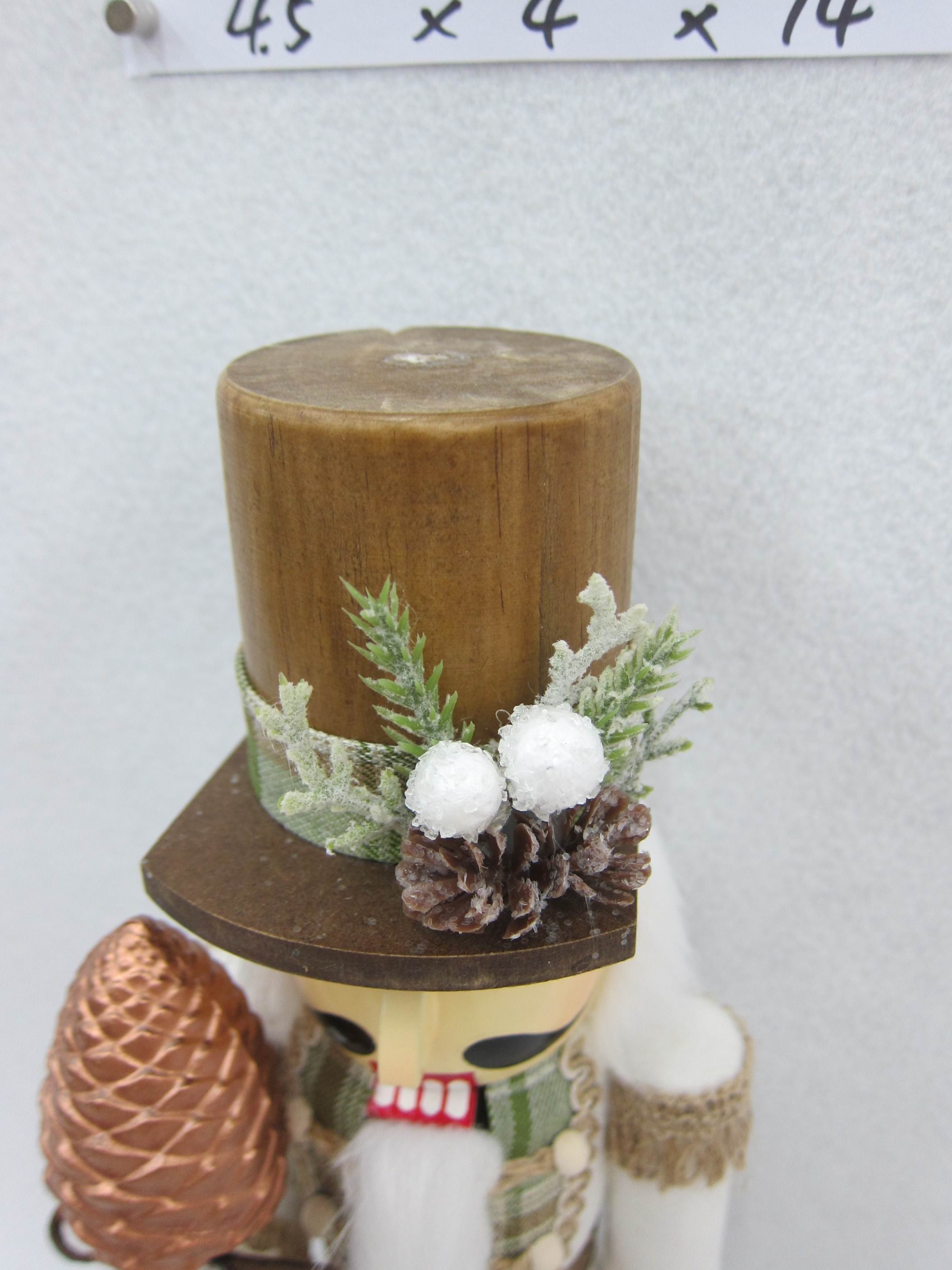 14"H Wood Nutcracker Holding Pinecone