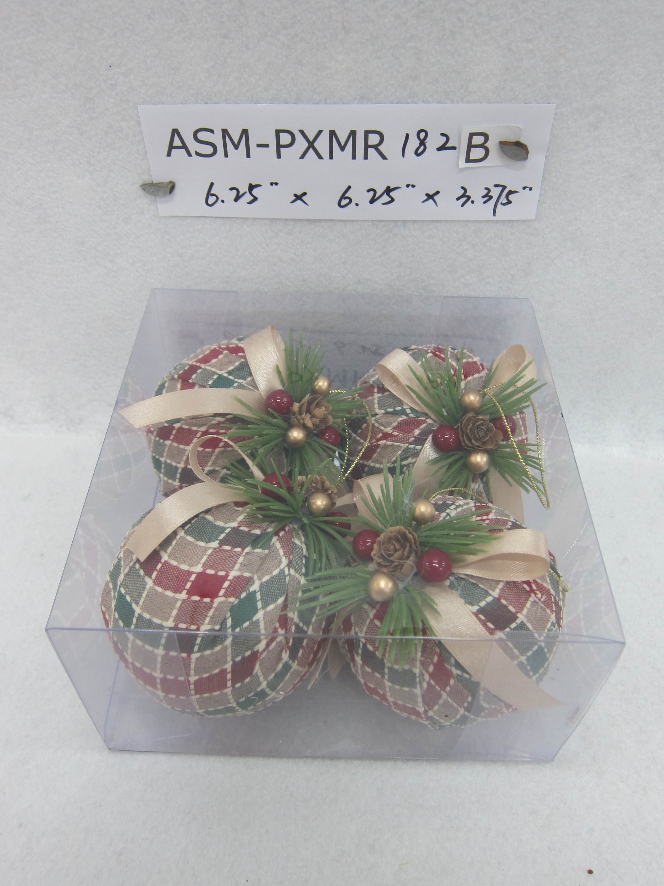 3.4"D Plaid  Ball Orn. S/4