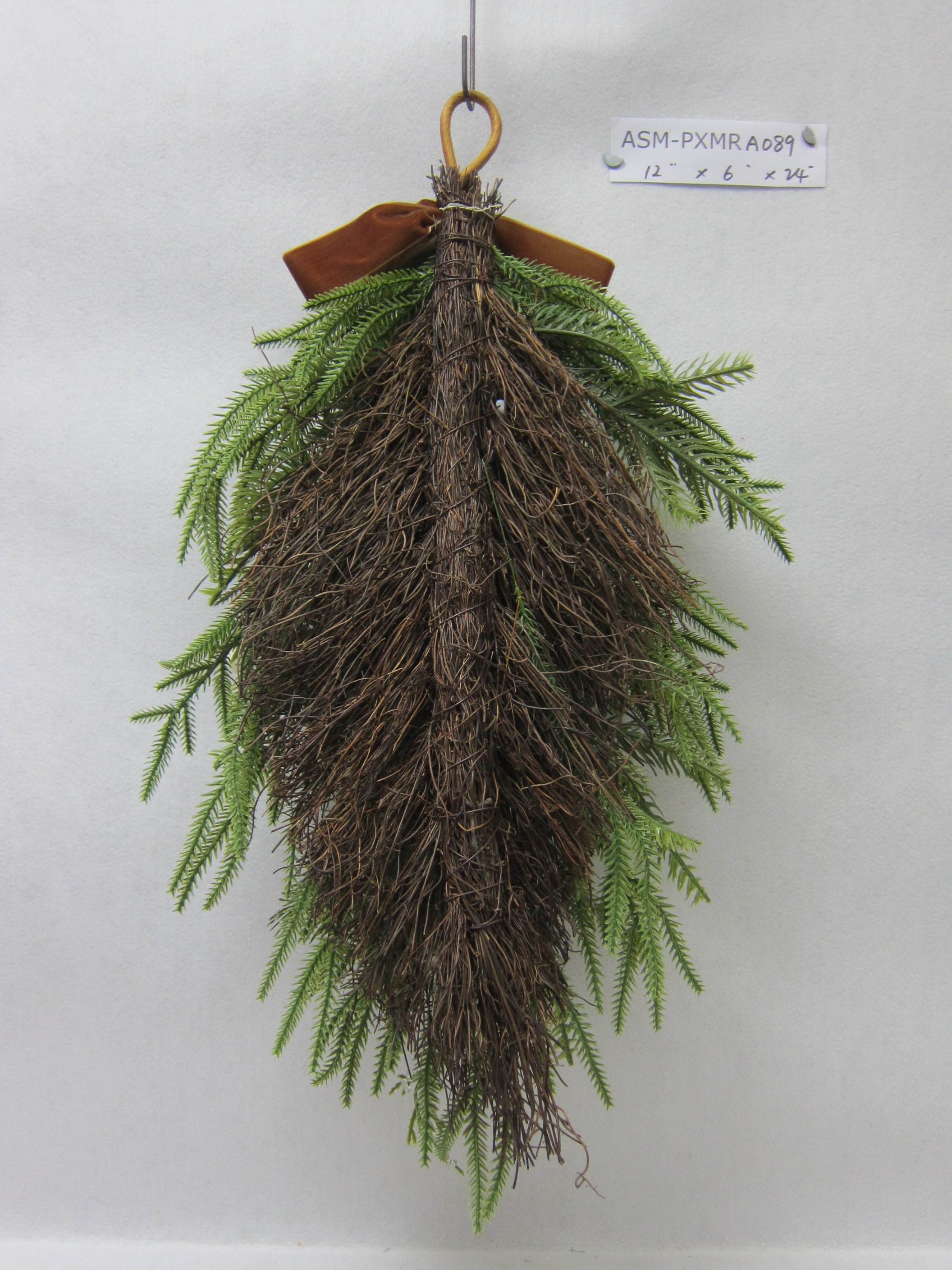 24"H Pine Needles Drop with White Berries