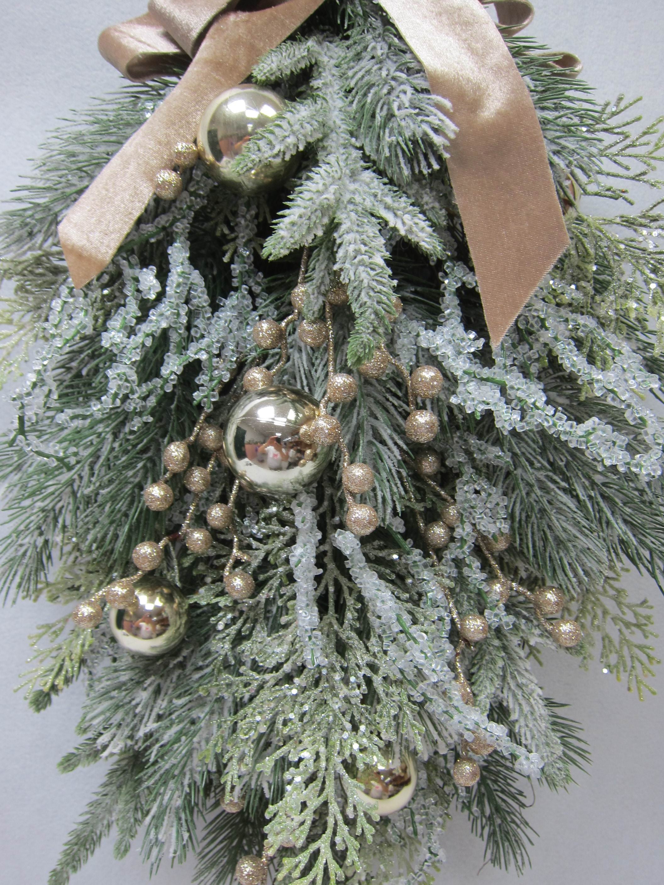 24"H Pine Needles Drop Frosted