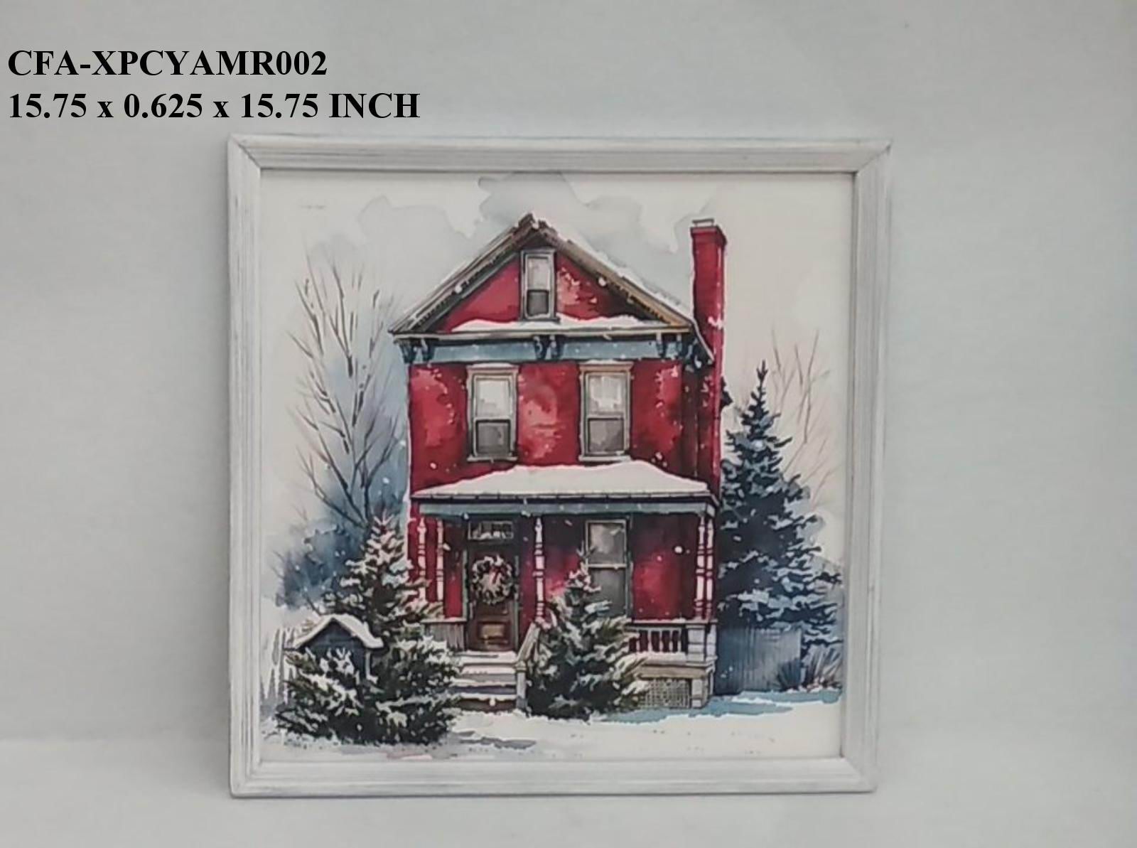 16"H Christmas Scenes Hanging Wood Frame.