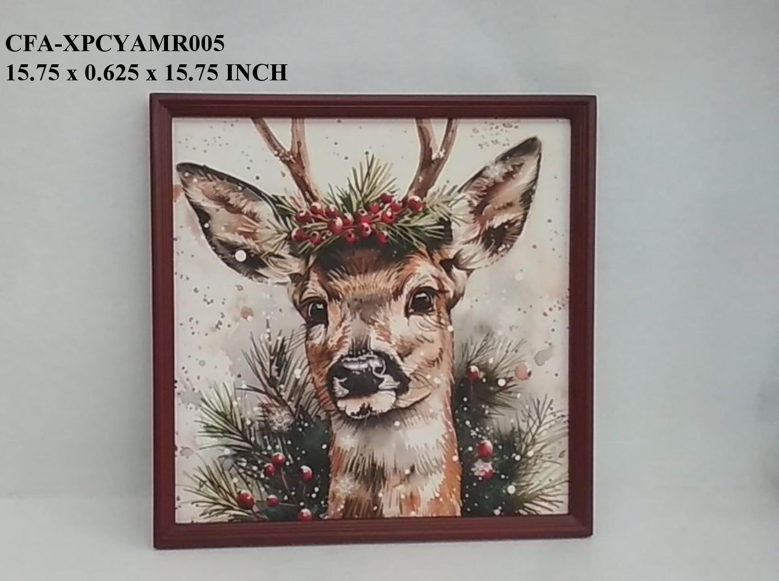 16"H Deer Head Hanging  Wood Frame