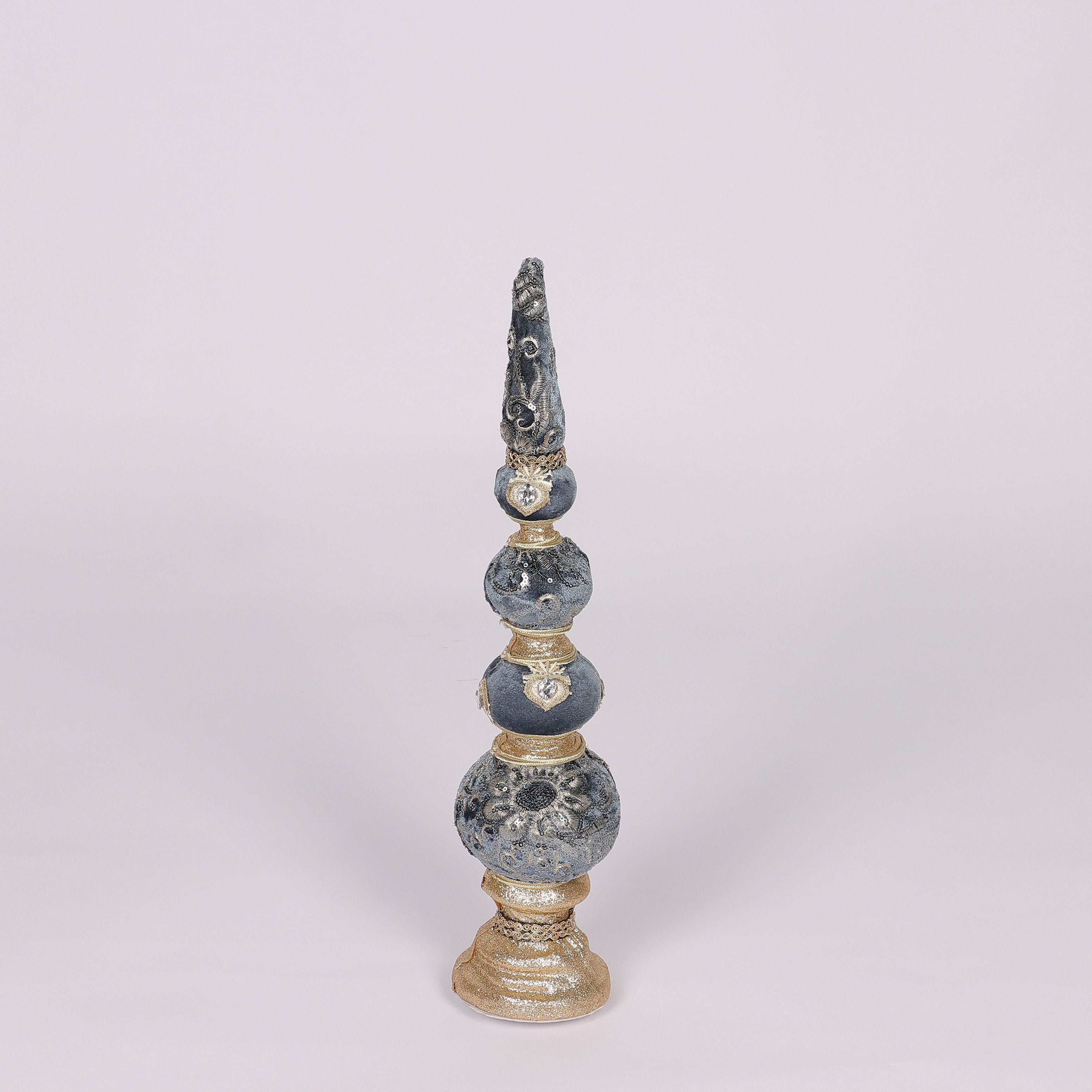 3.94 X 3.94 X 18.9"H BLUE/GOLD FINIAL TABLE TOP DECOR