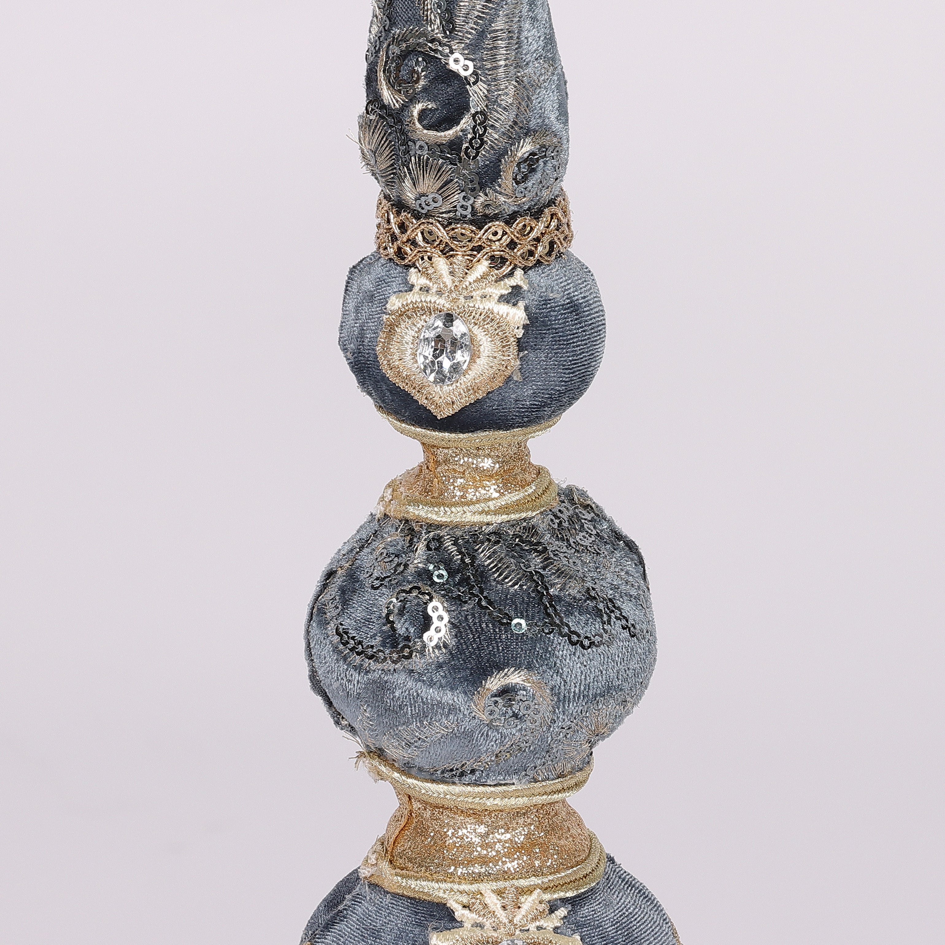 3.94 X 3.94 X 18.9"H BLUE/GOLD FINIAL TABLE TOP DECOR