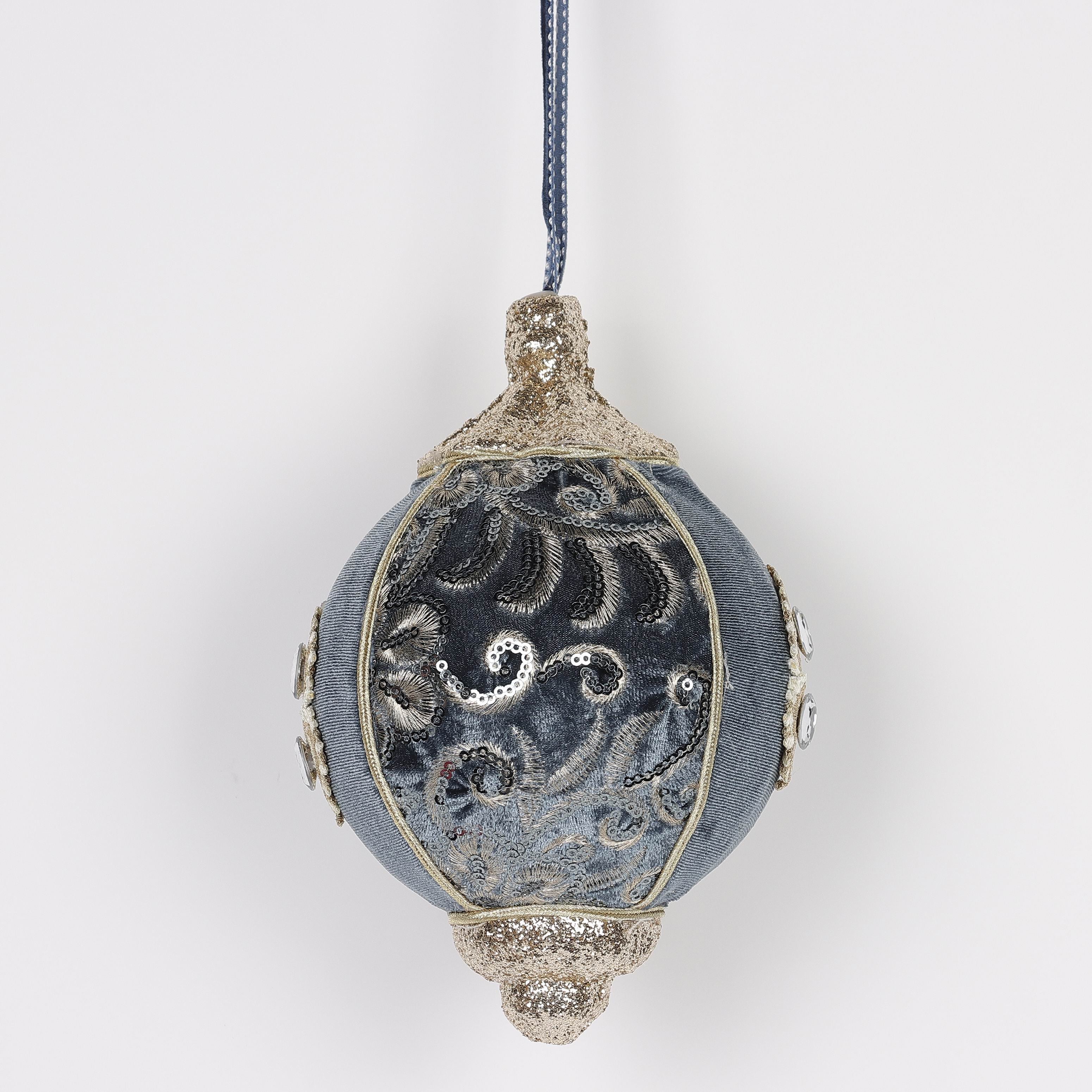 4.7 X 4.7 X 7.1"H BLUE FINIAL ORNAMENT