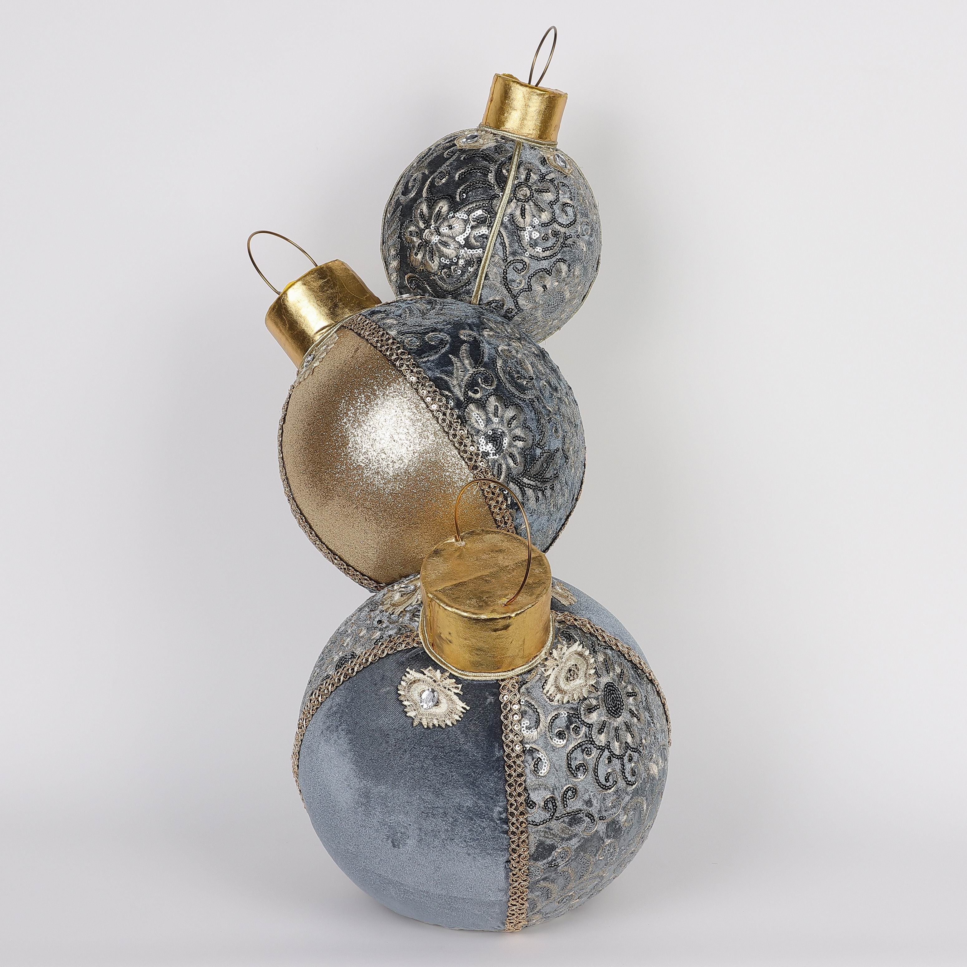 11. X 11.4 X 23.6"H STACKED ORNAMENTS DECOR