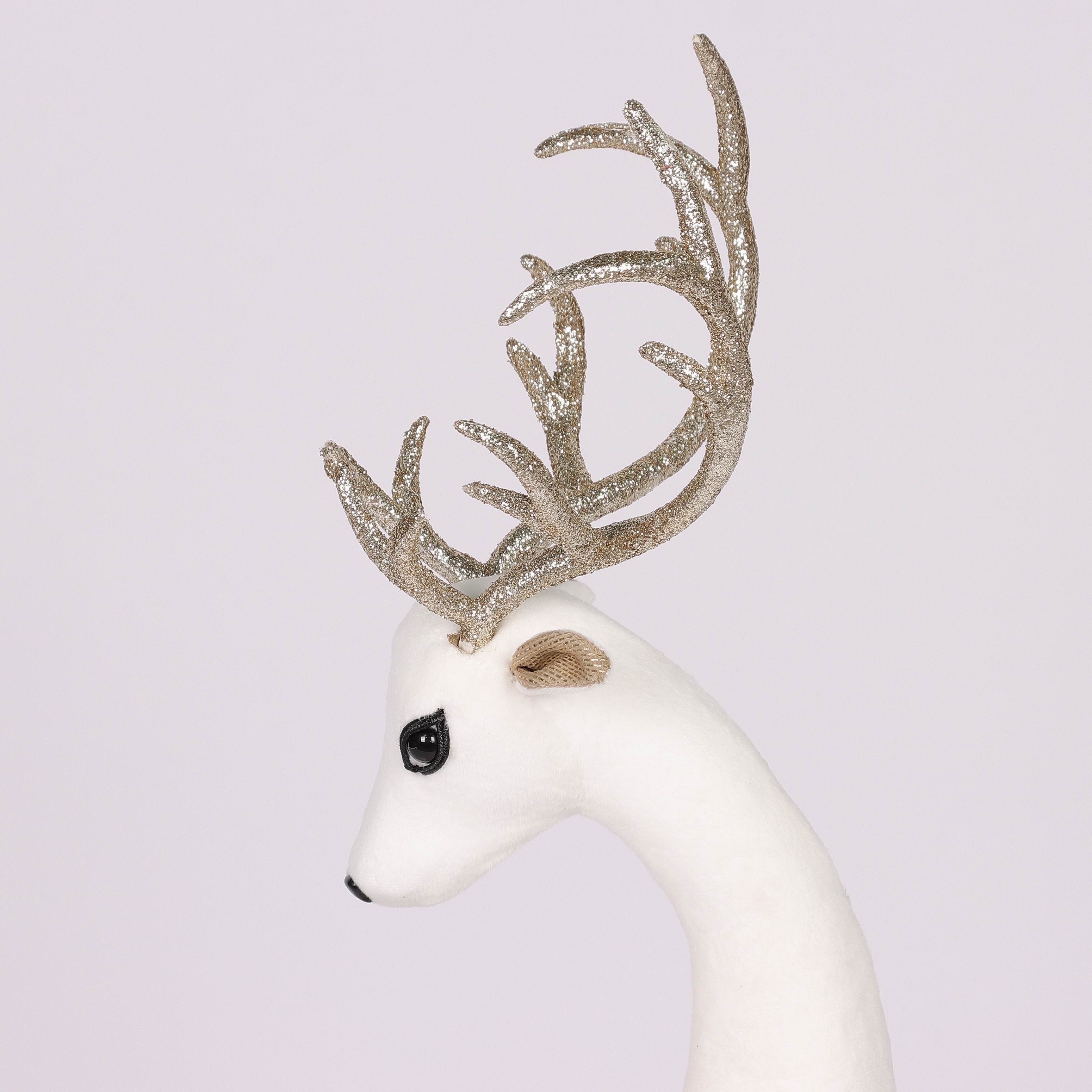 11 X 10.6 X 31.5"H WHITE W/GOLD STANDING DEER DECOR