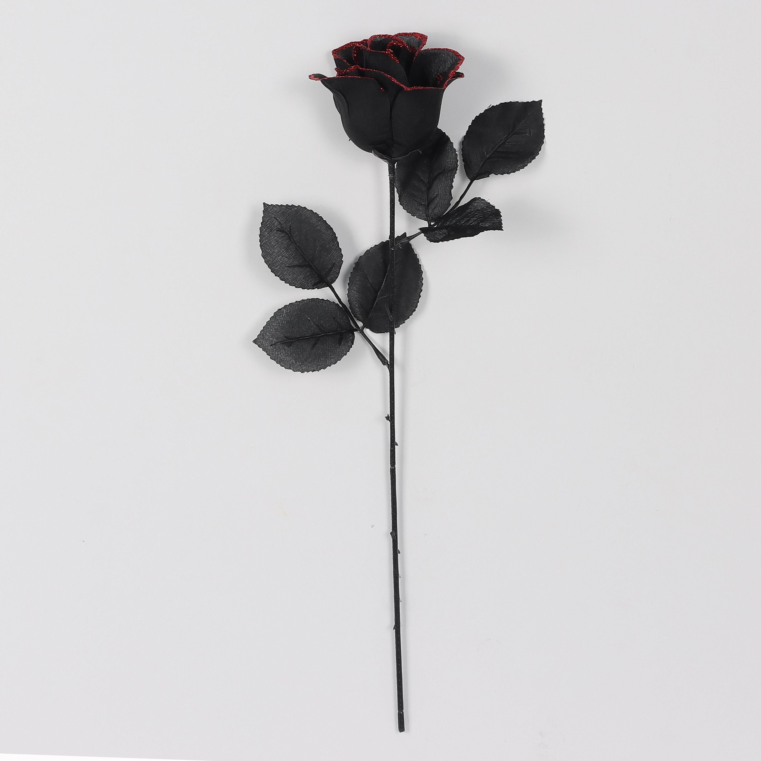 15IN HALLOWEEN GLITTER ROSE