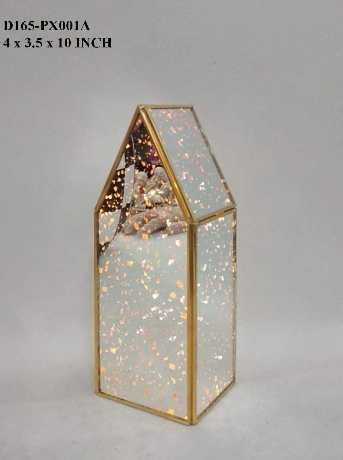 10"H. Glass/ Metal Lantern