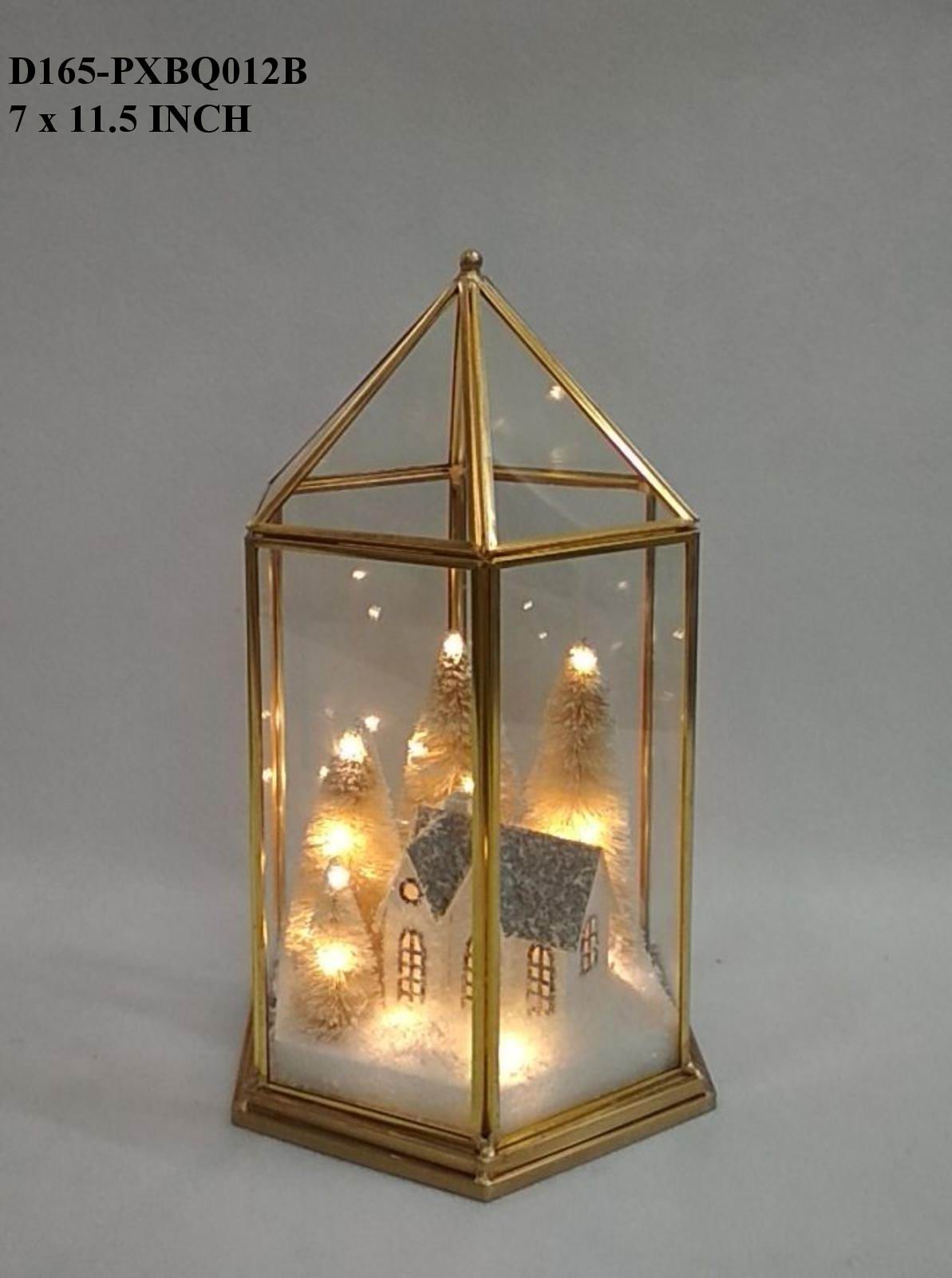 11.5"H. Metal/Glass Lantern