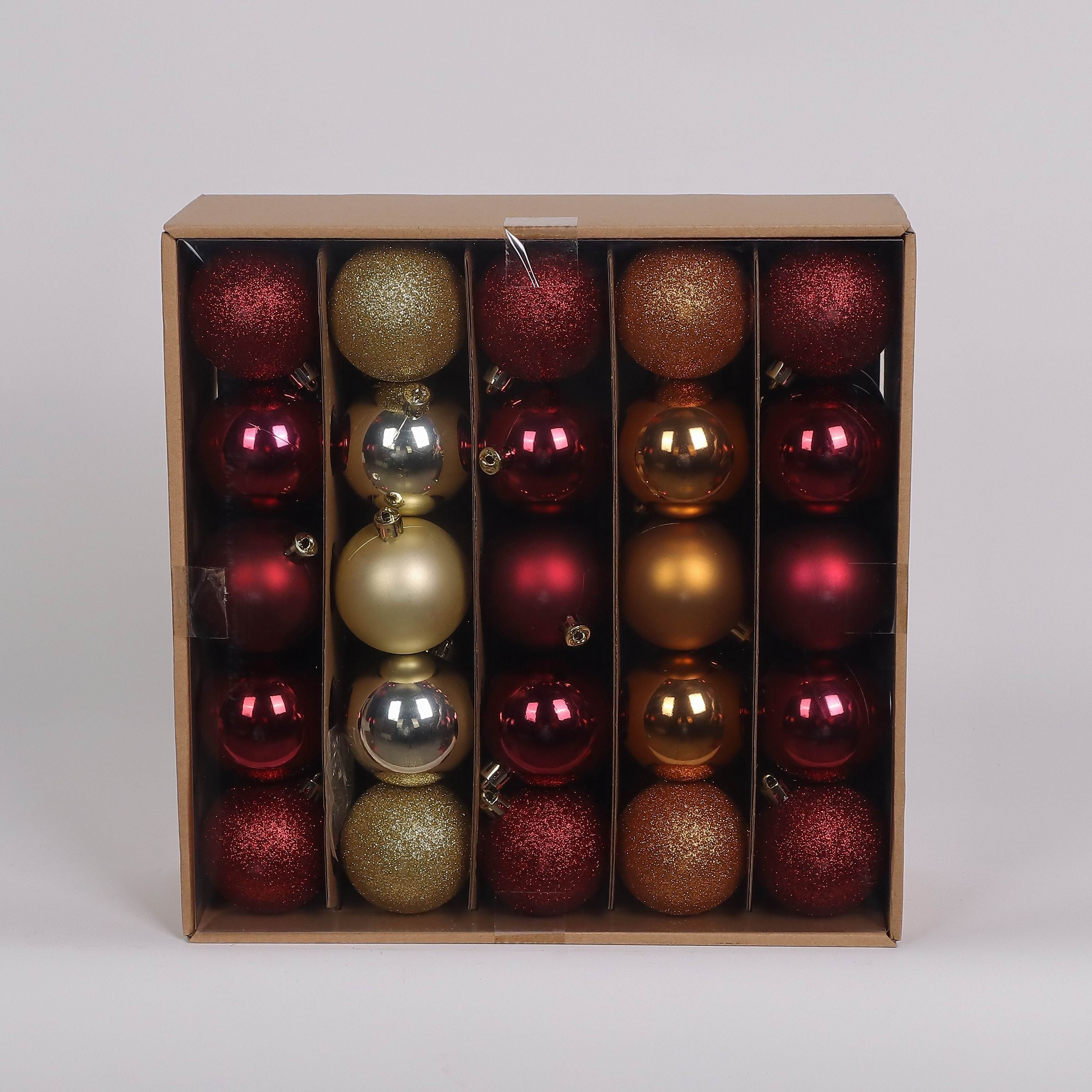 50 Shatterproof Ornaments box set - Red, Orange and Gold