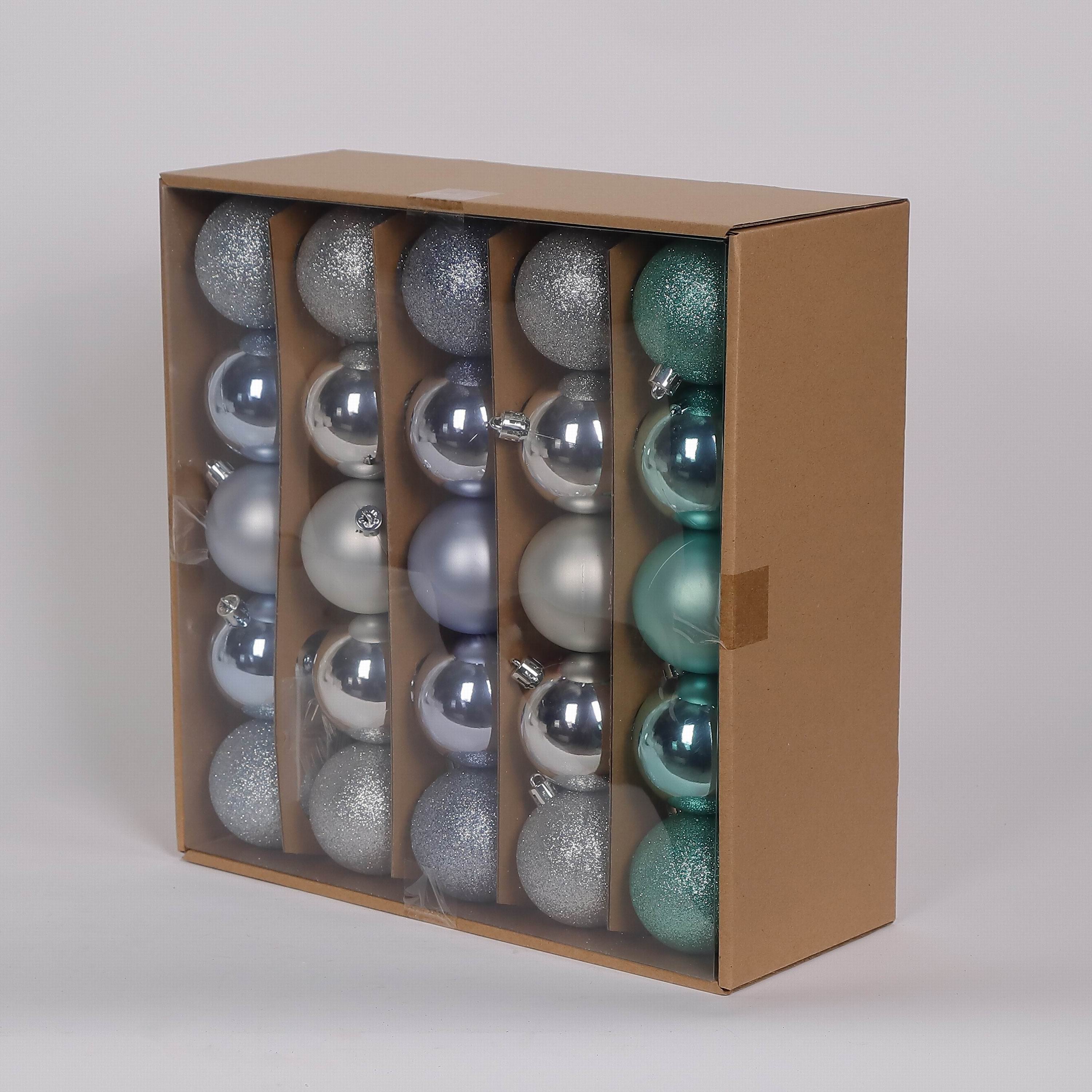 50 Shatterproof Ornaments box set - Light Blue, Silver and Turquoise