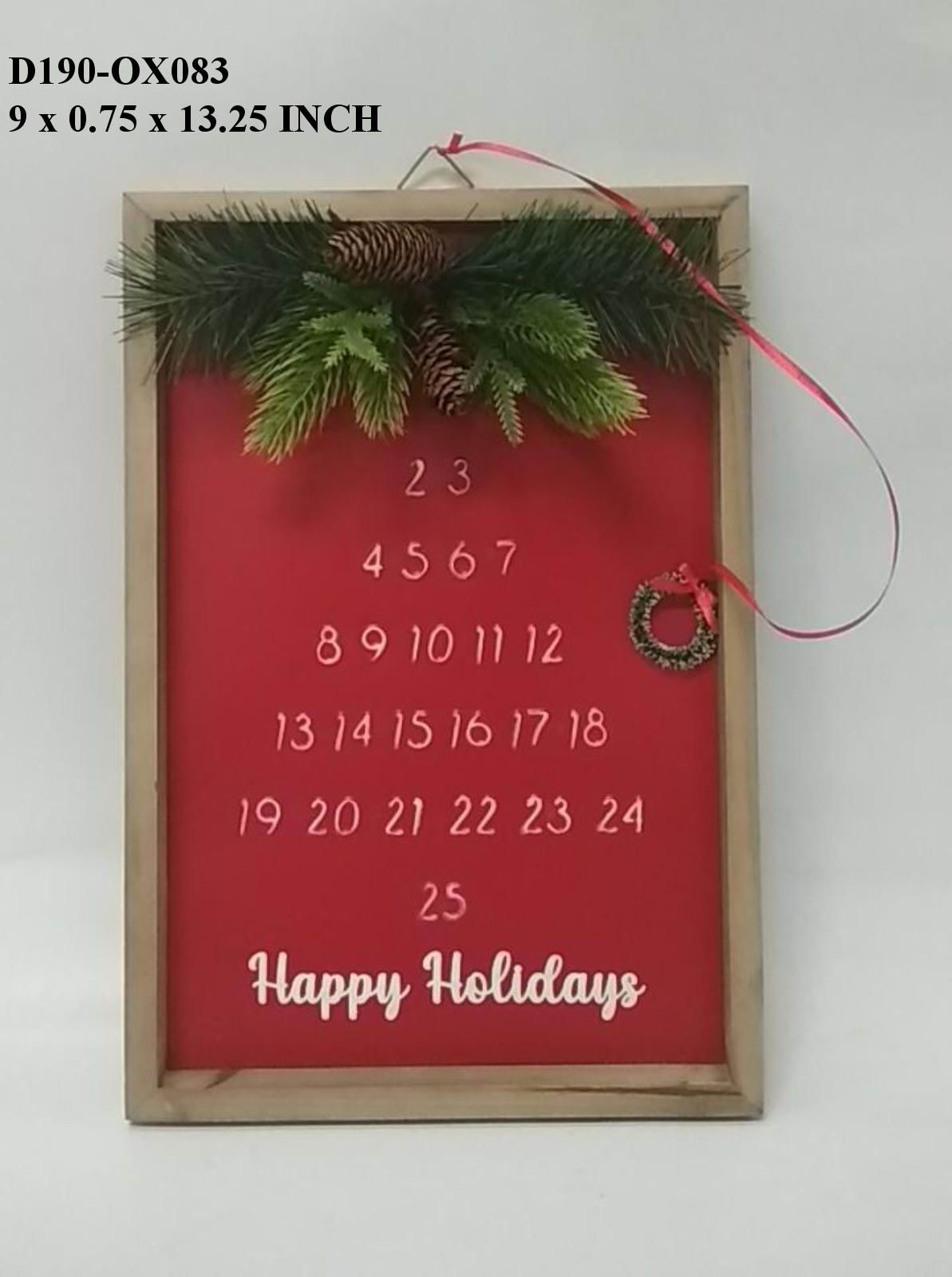 13.25"H.  Wooden Hanging  Advent  Calendar