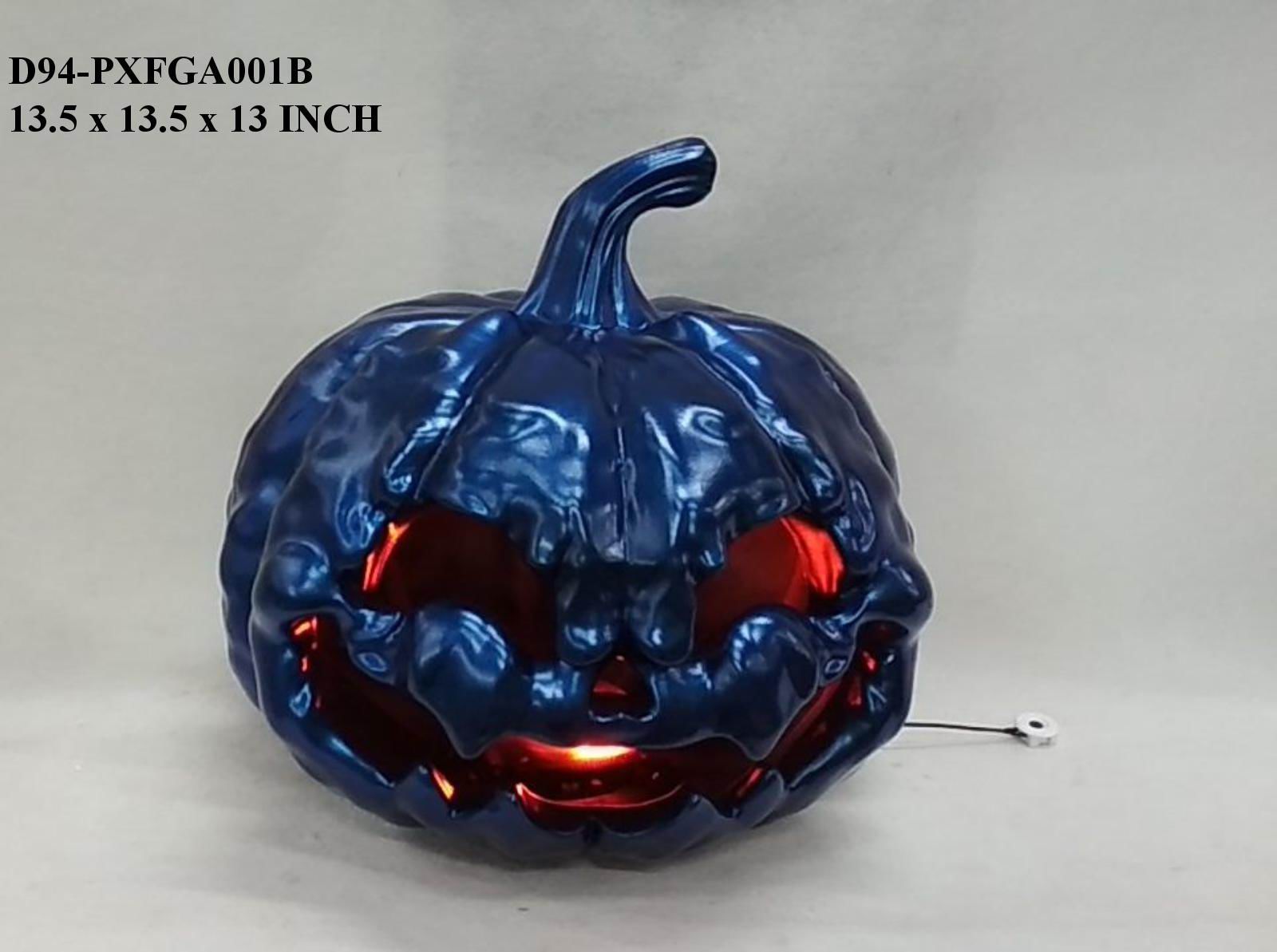 13"H. Halloween Table Top Lighted Blue Pumpkin