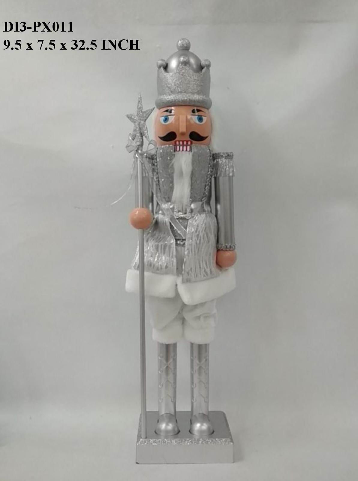 32"H. Wooden Silver Nutcracker