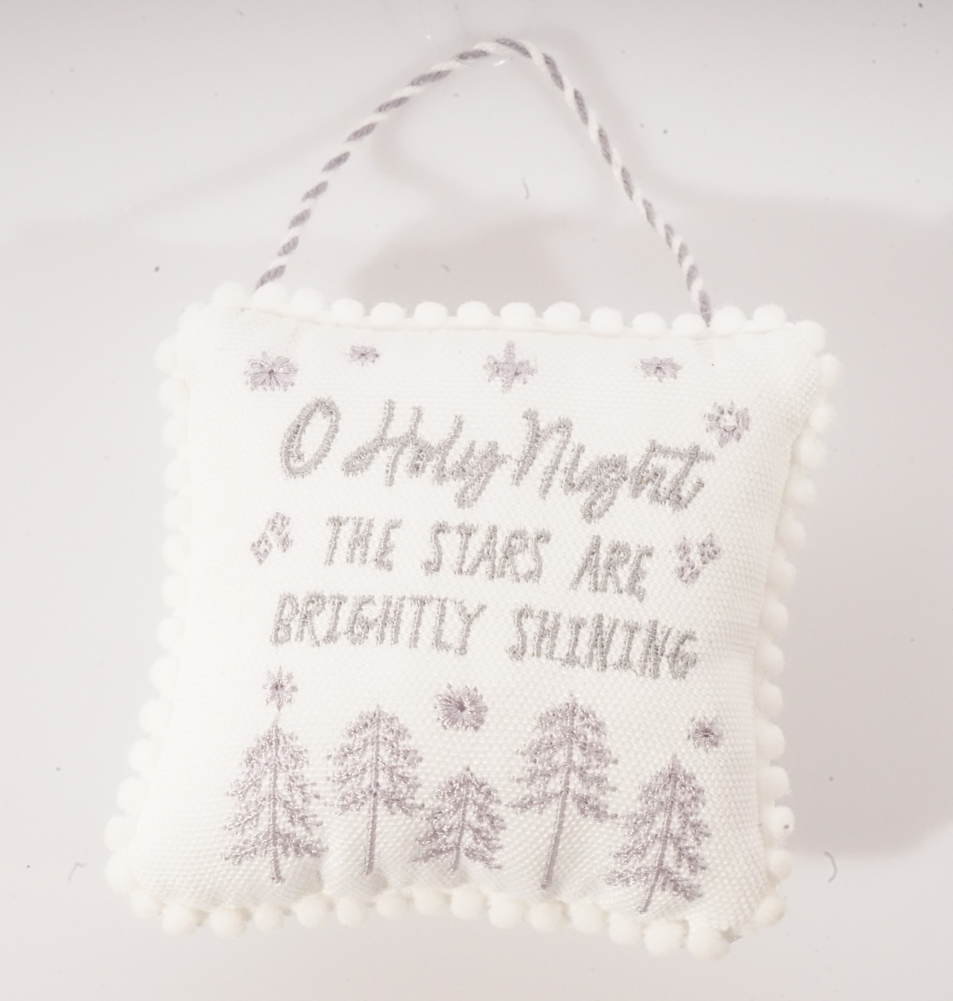 4" HT Embroidered Fabric Pillow Ornament “All Is Calm”