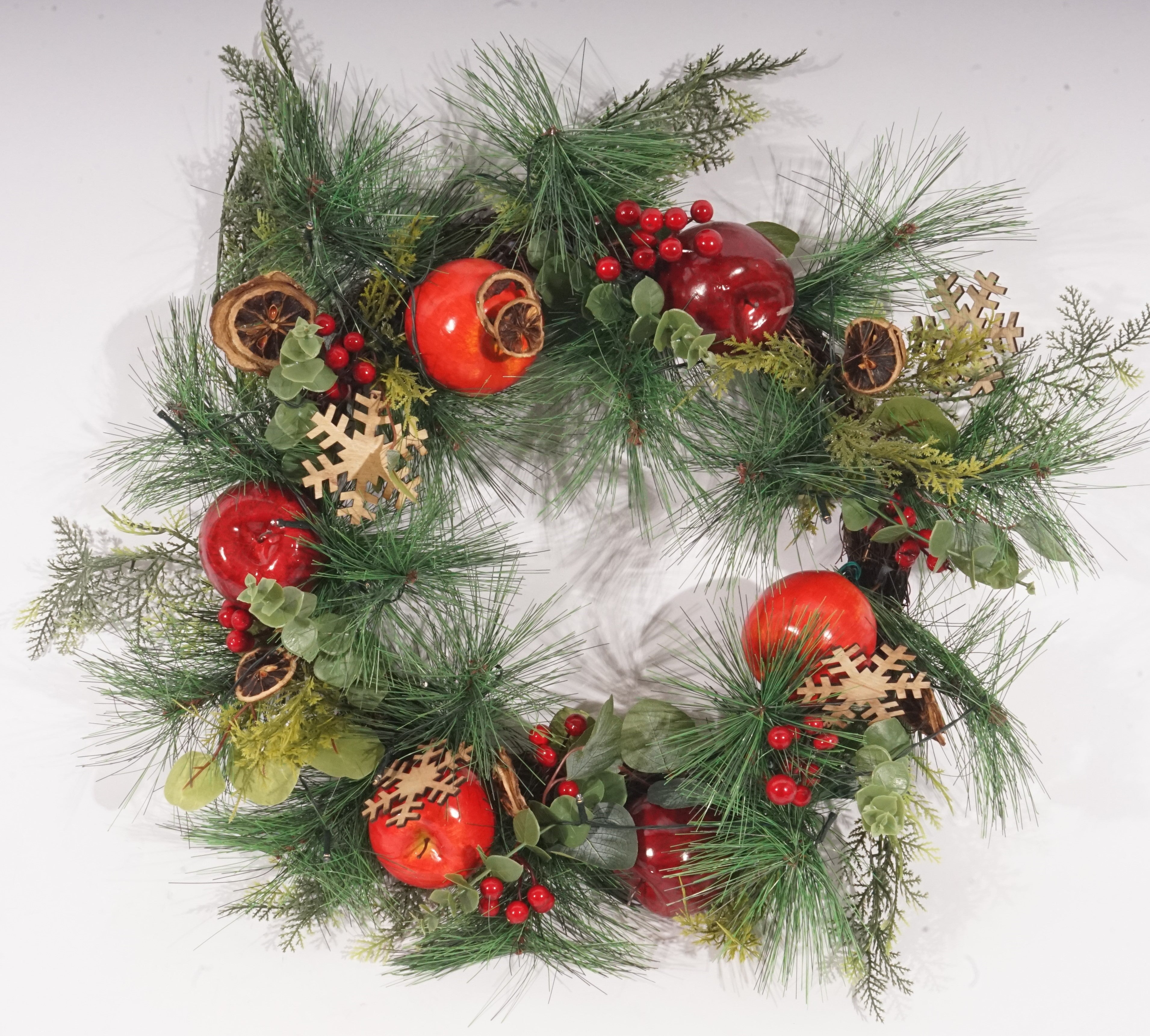 28” diameter Battery Operated Holiday Fruit Wreath