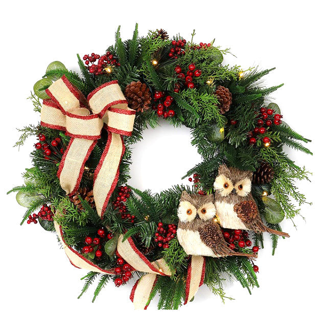 Holiday Owls Wreath