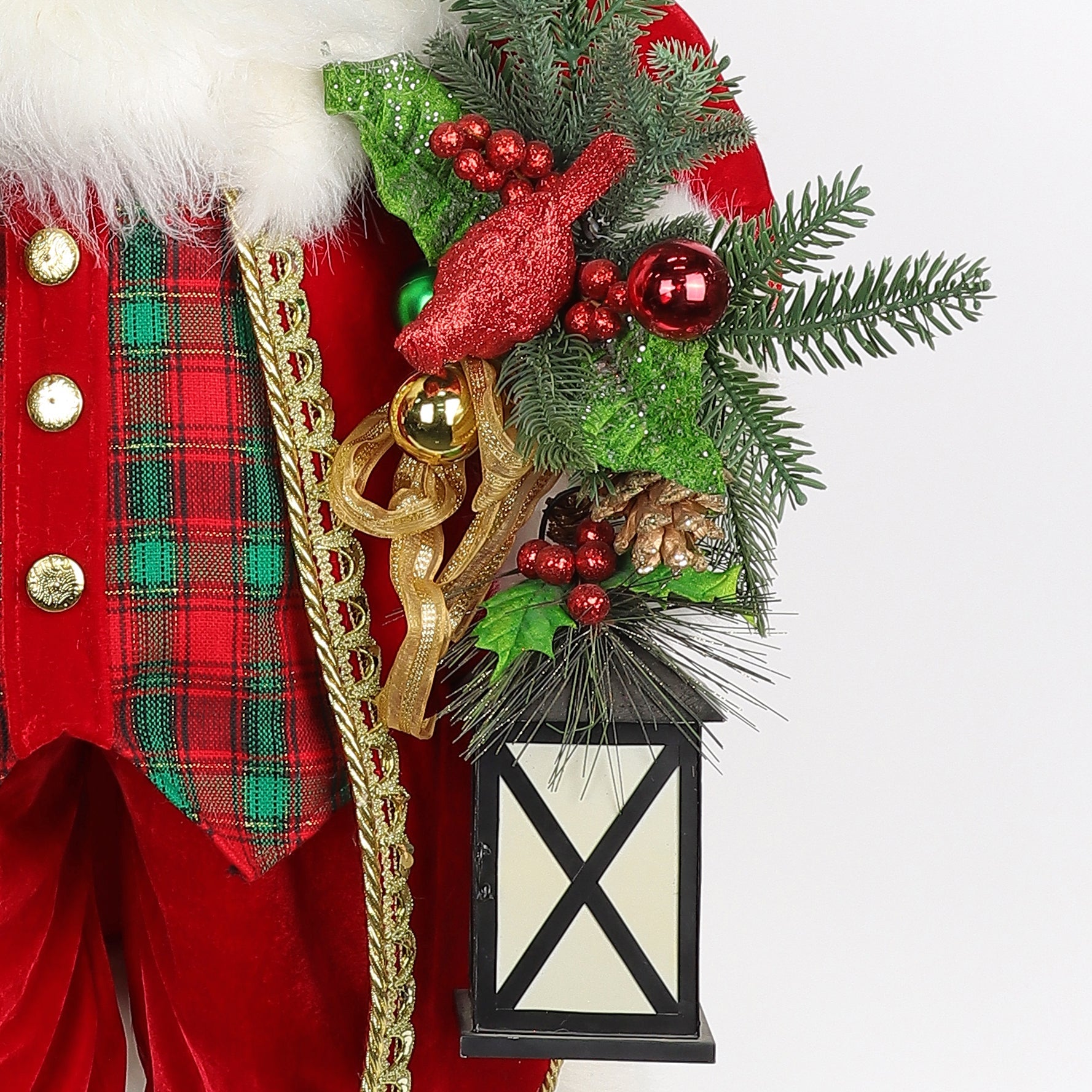 22 X 14 X 36"H SANTA HOLDING BEAR AND LANTERN