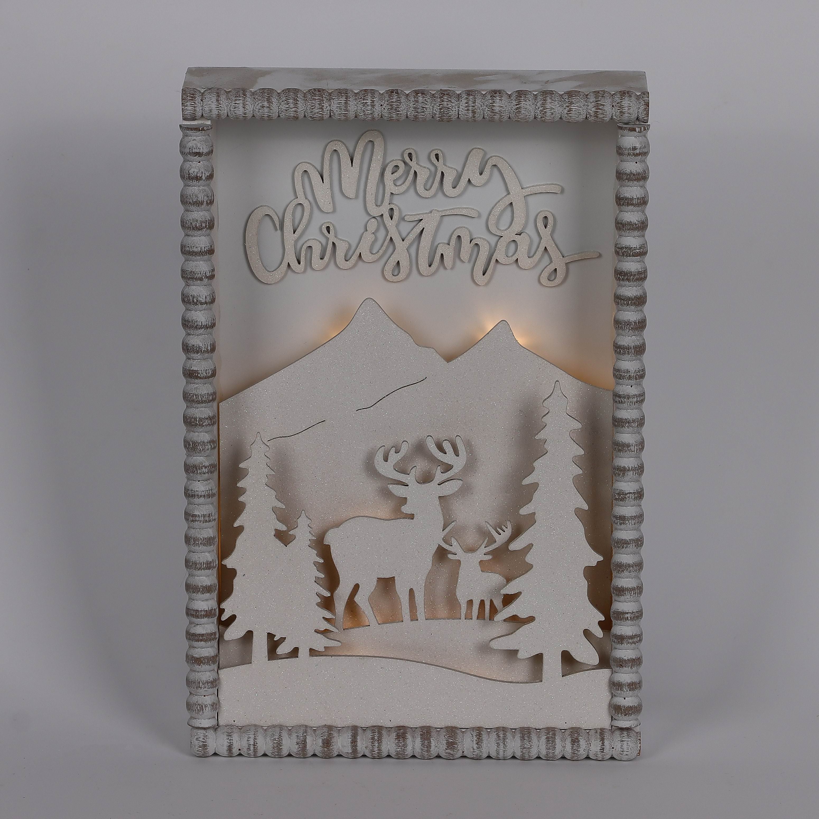 2.25 X 12 X 8"H WHITE NATURE SCENERY DECOR