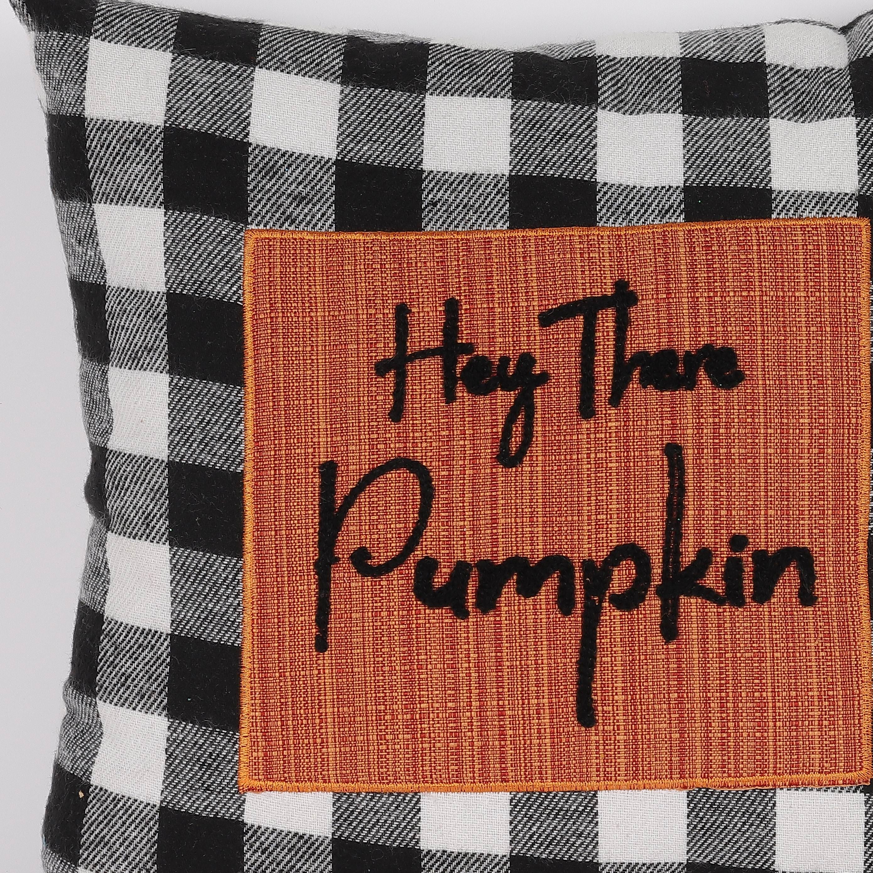 12 X 12 X 5.5"H BLACK/WHITE PLAIDS PILLOW