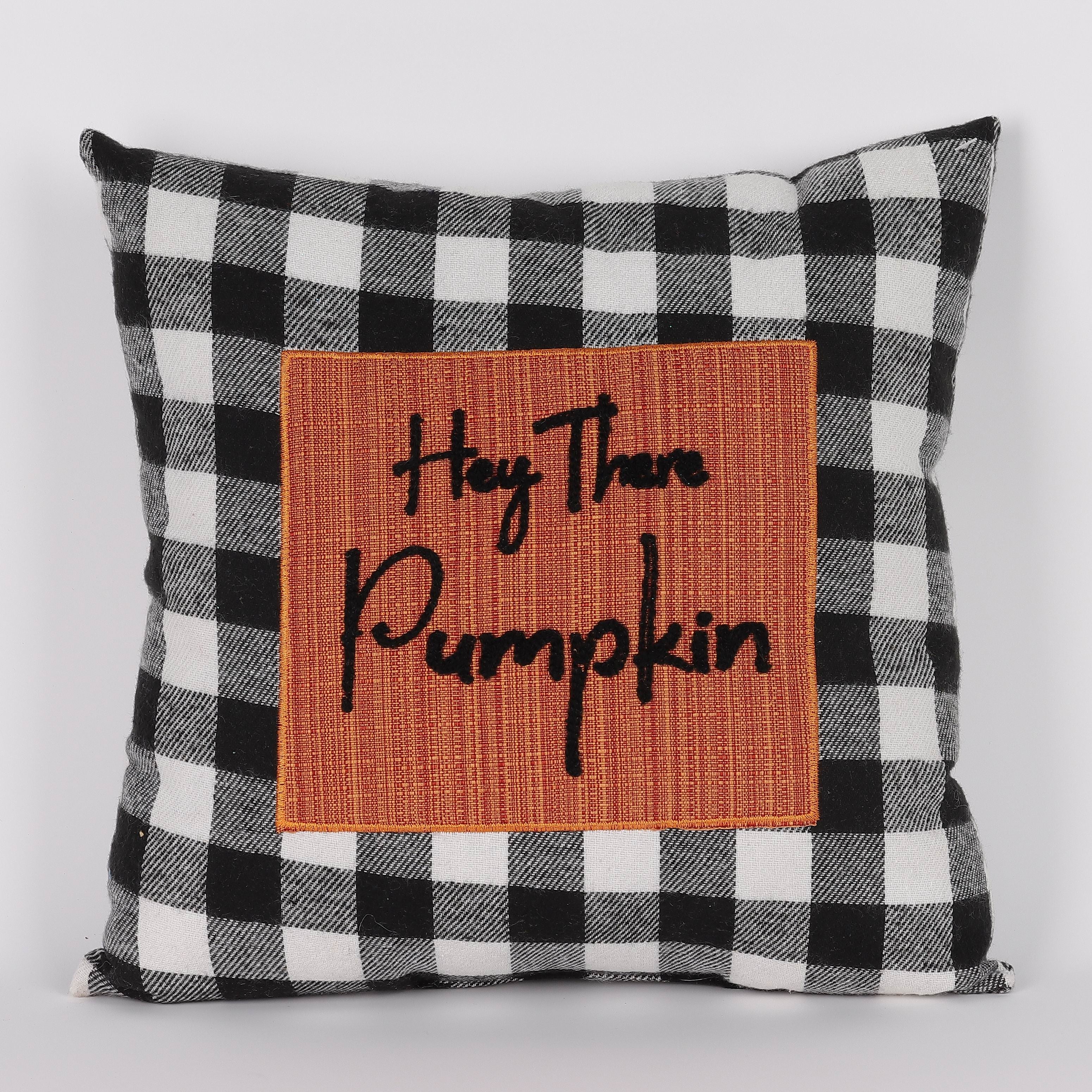 12 X 12 X 5.5"H BLACK/WHITE PLAIDS PILLOW