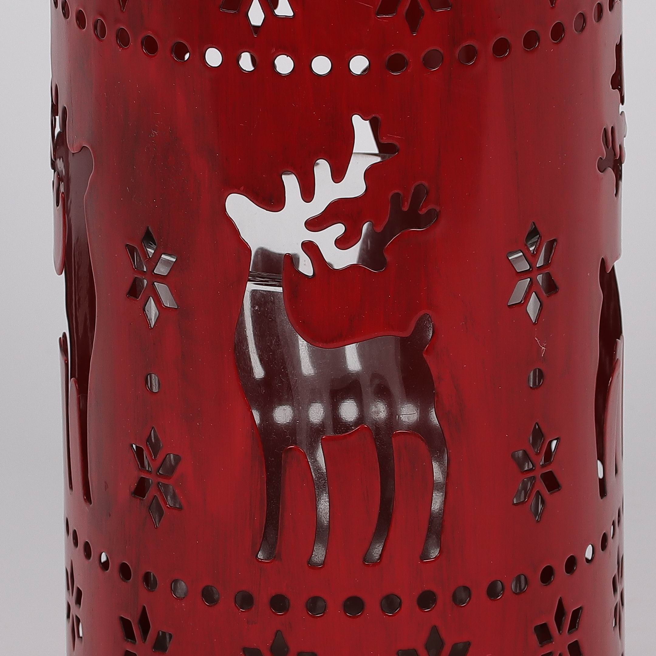 4 X 7"H DEER RED TIN DECOR