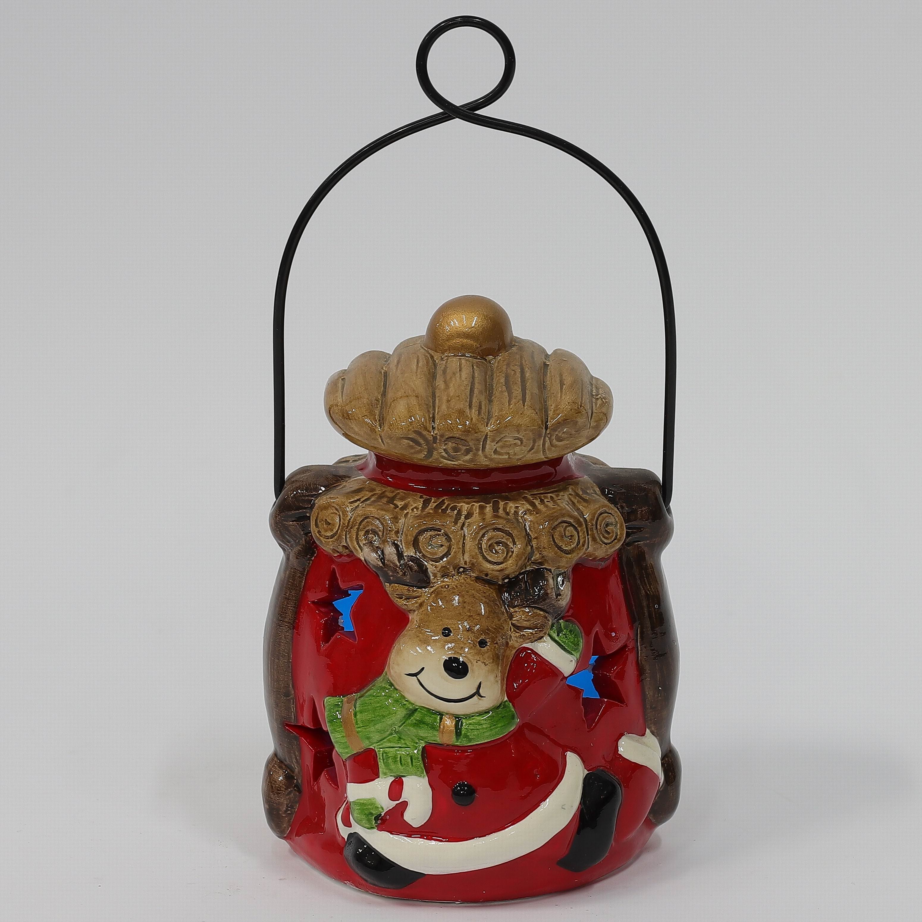 2.75 X 2.75 X 3.5"H CHRISTMAS MOOSE CONTAINER DECOR