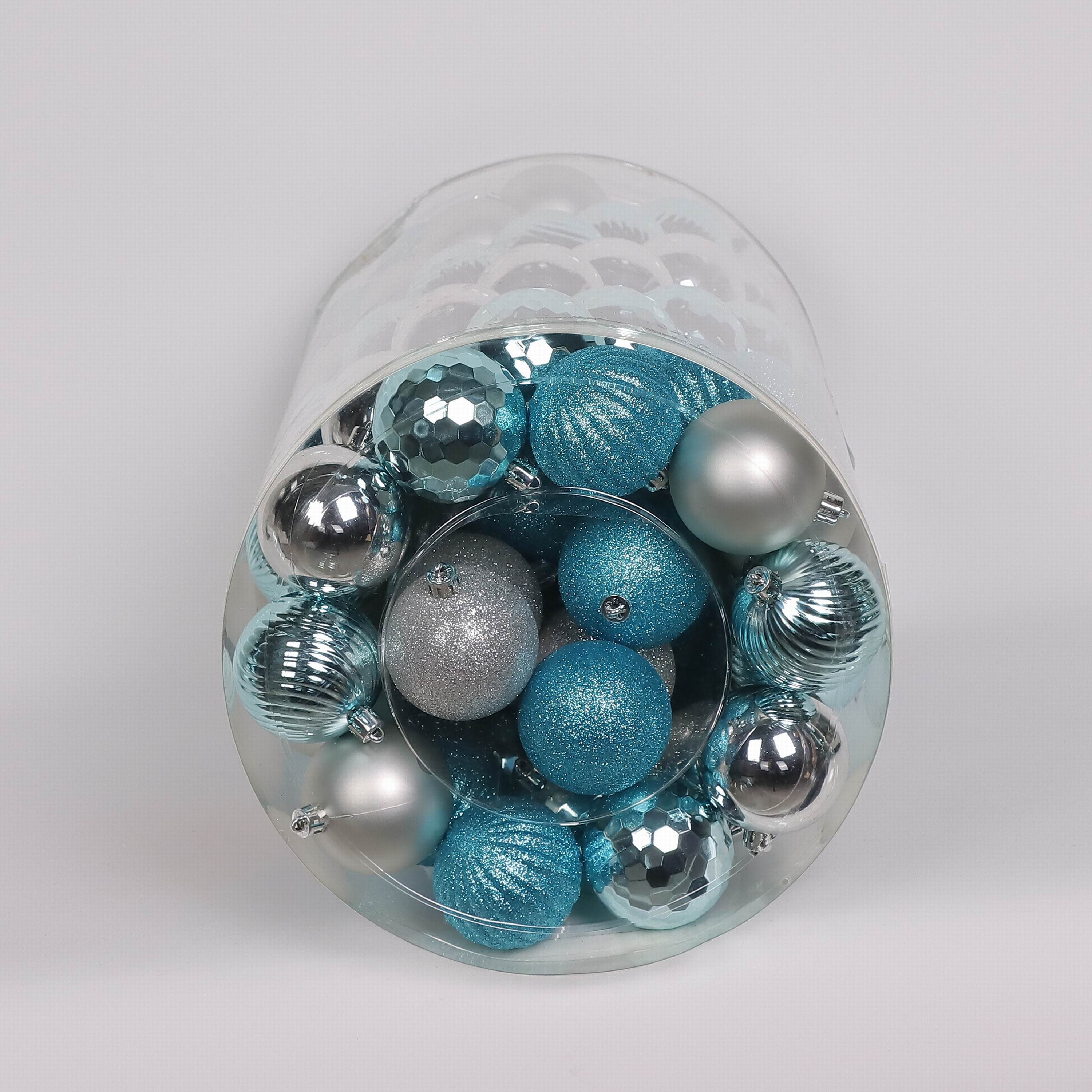 100 Shatterproof Ornaments box set - Ocean Blue and Silver