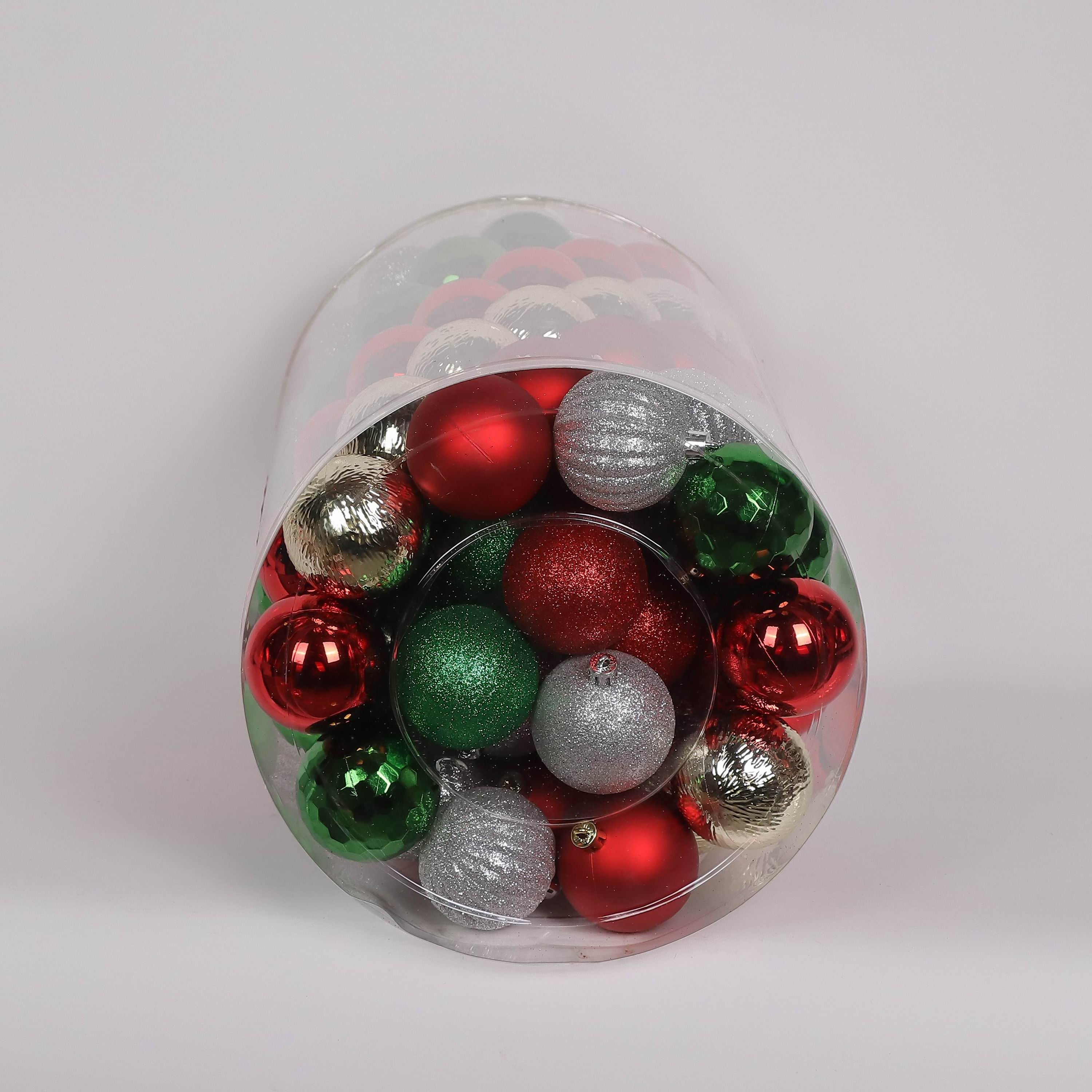 100 Shatterproof Ornaments box set - Green, Silver, Red and Gold