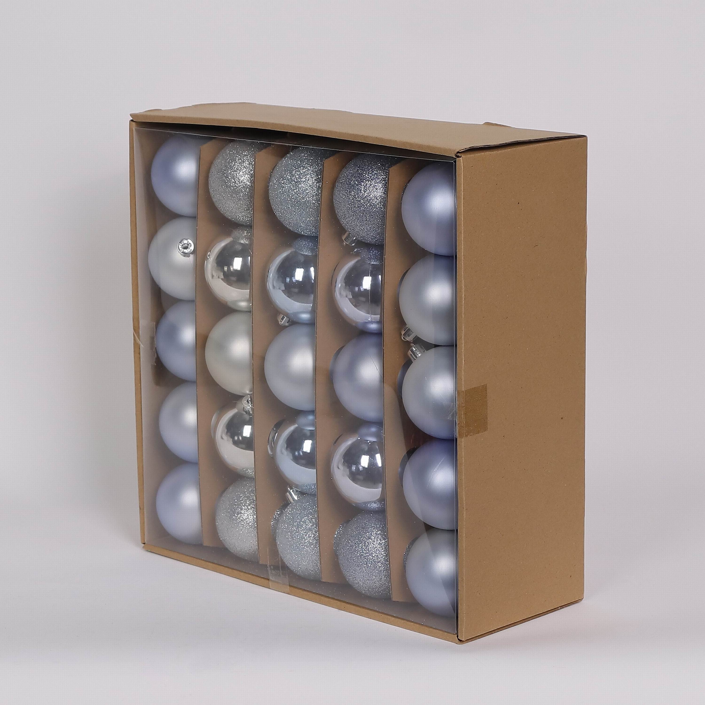 50 Shatterproof Ornaments box set - Light Blue, Light Blue Grey and Silver