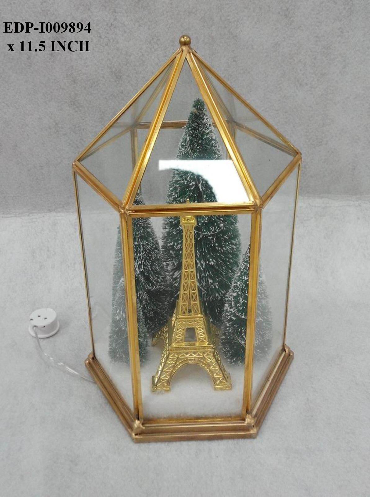 11.5"H. Christmas Metal/Glass Table Top Terrarium