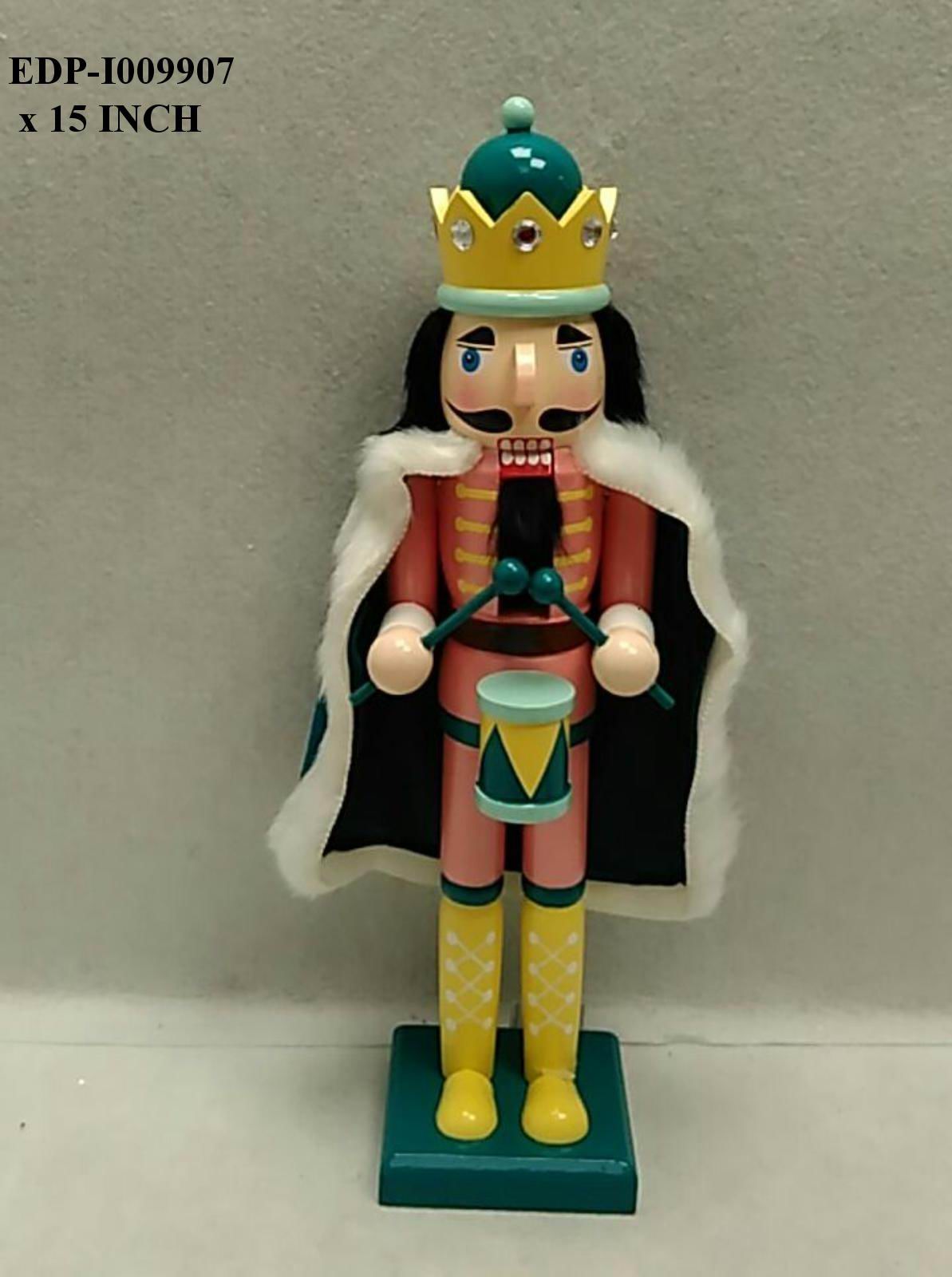 15"H. Multicolor Dressed Nutcracker with Drum