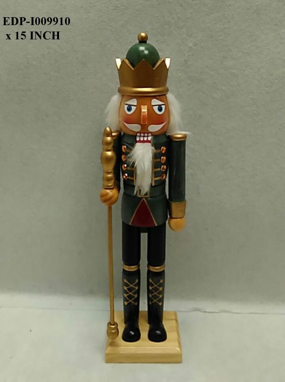 15"H. Traditional Green/Gold Nutcracker