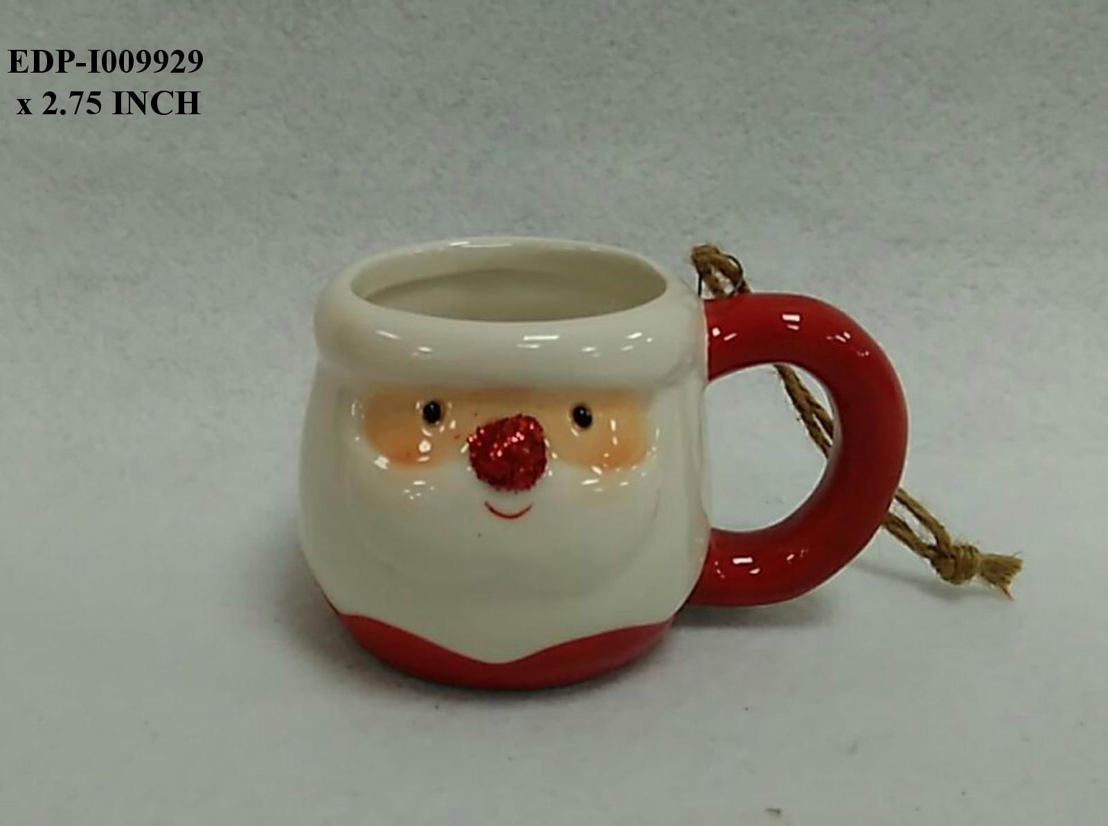 2.75" Ceramic Santa Head Mug Orn.
