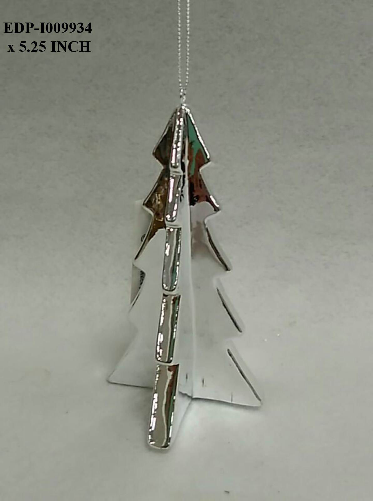 5.25"H. Ceramic Silver Electroplated Tree Orn.