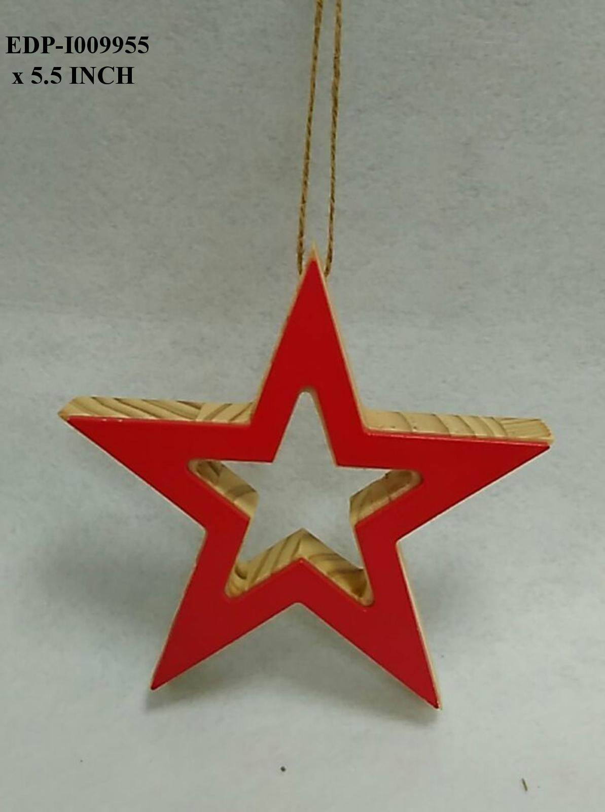 5.5" Wooden Red Star Orn