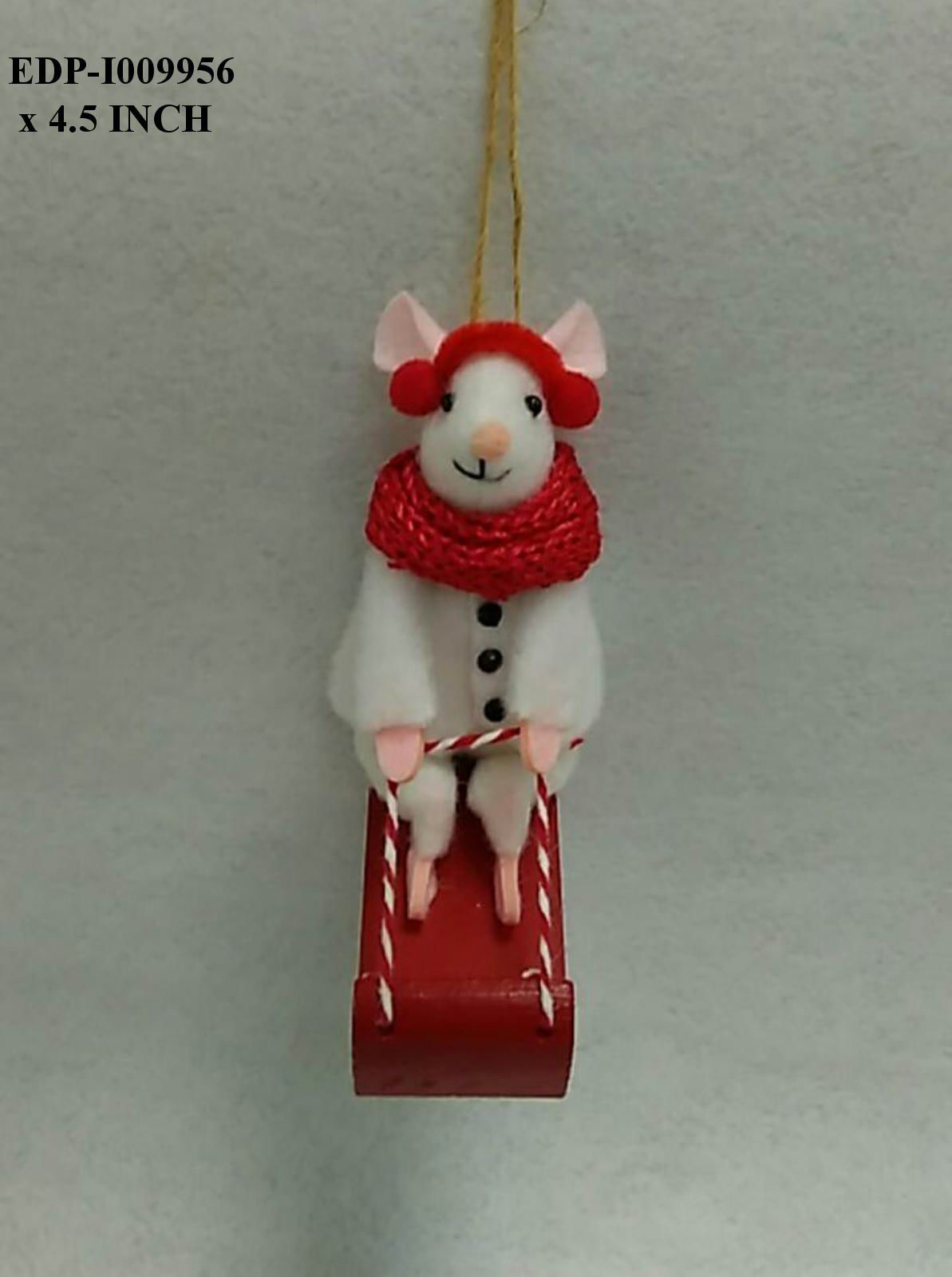 4.5"H. Fabric Mouse on Sledge Orn