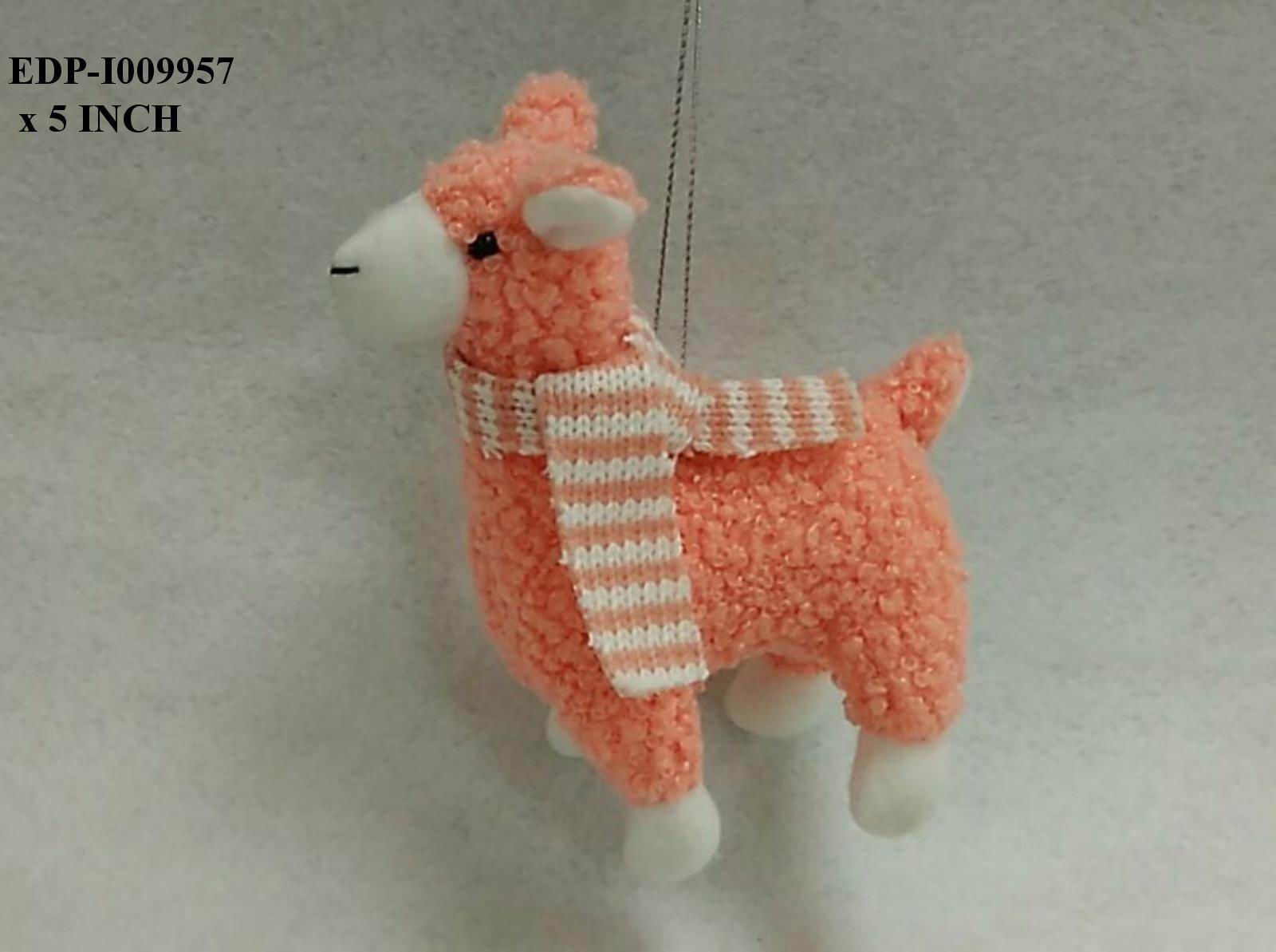5"H. Fabric Orange Sheep Orn