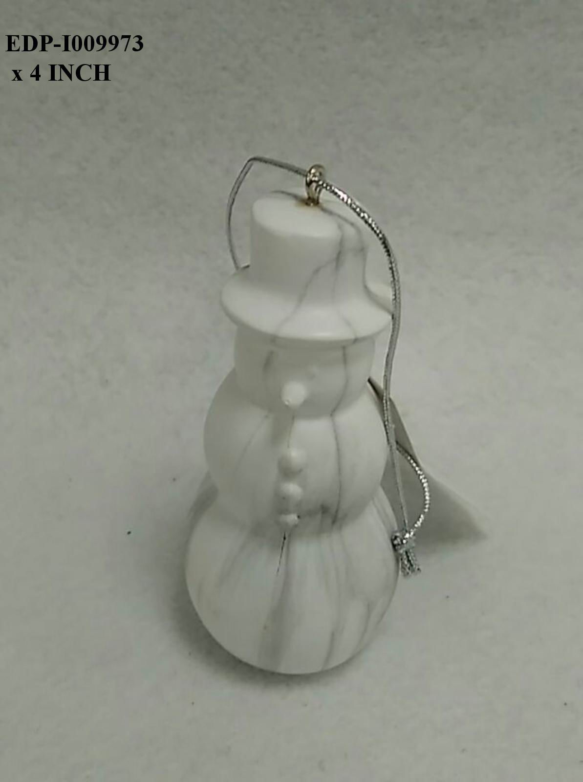 4.0" Polyresin White Marble Finish Snowman Orn