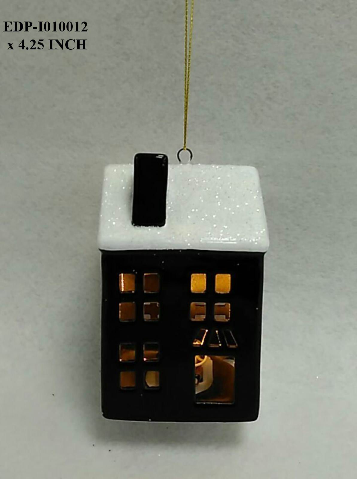 4.25"H. Ceramic House Lighted Orn