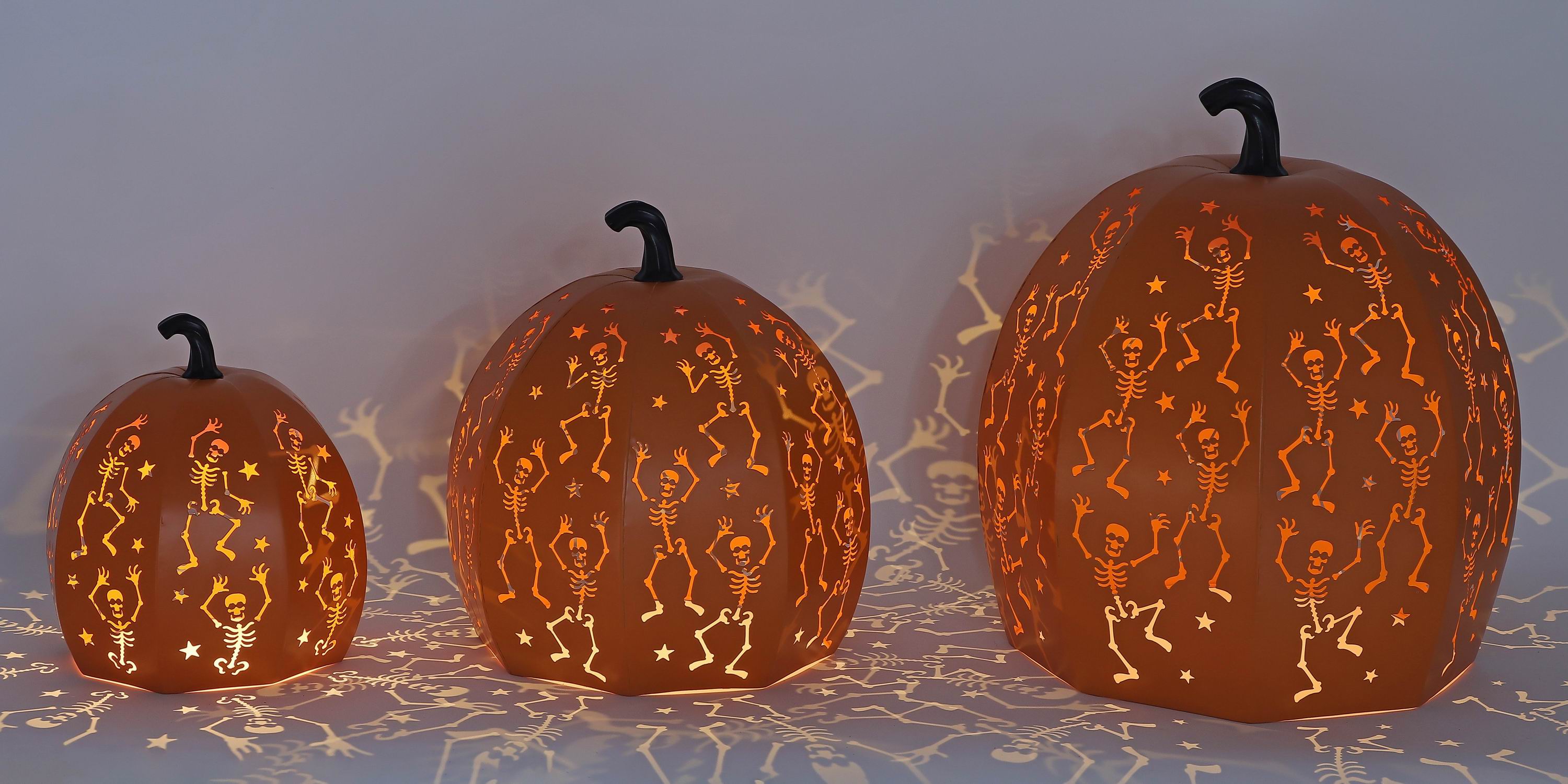 26"H. Halloween Metal Stacked Pumpkin Lantern