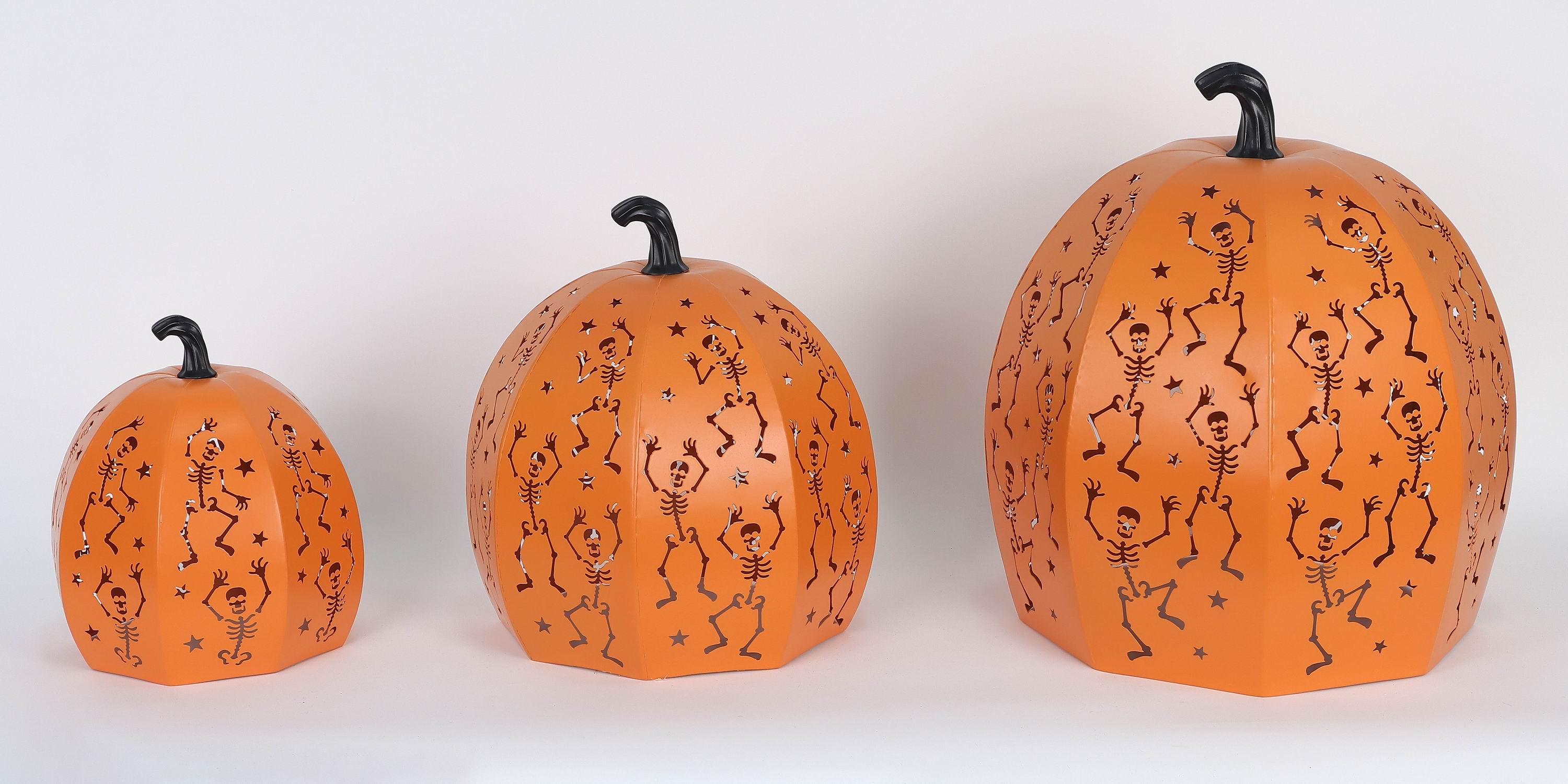 26"H. Halloween Metal Stacked Pumpkin Lantern